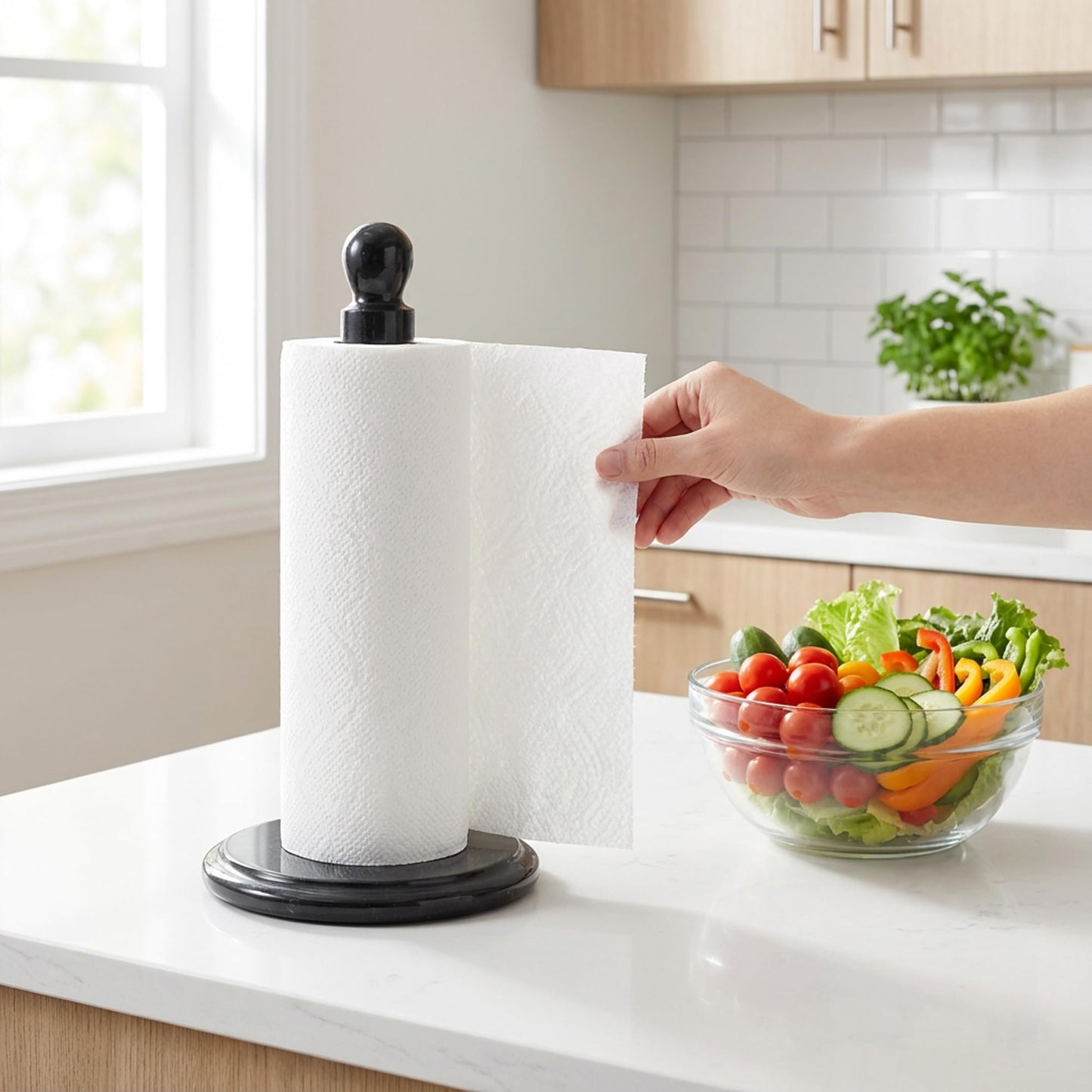 Radicaln Black Marble Paper Towel Holder Countertop – 12.5 Inch Towel Stand for Bathroom & Kitchen, Premium Handmade Countertop Towel Holder, Elegant & Durable Design