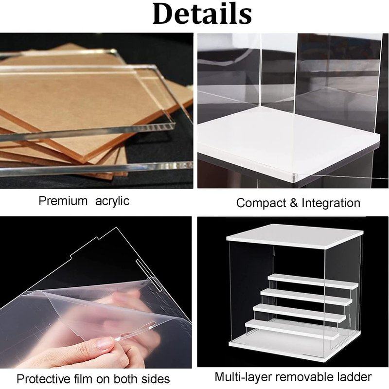 Nynelly Acrylic Display Case for Collectibles, 5 Tier Clear Display Box Stand with Door, Assemble Countertop Showcase Dustproof Storage Box for Minifigures, Funko Pop, Miniature, Hot Wheels,White