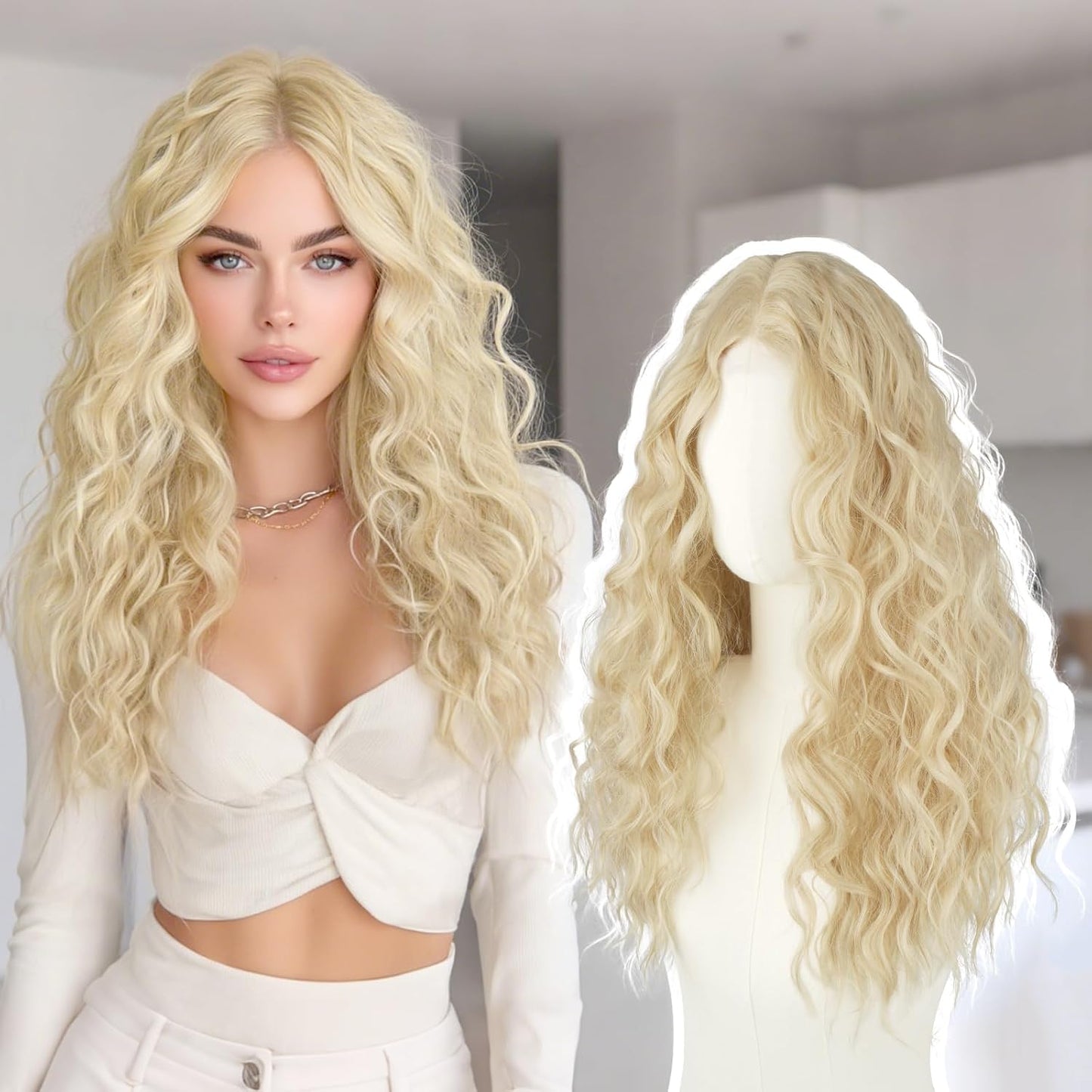 Brown Lace Front Wigs for Women - Natural Hairline, Long Wavy Curly, 21 Inch | Glueless & Beginner Friendly