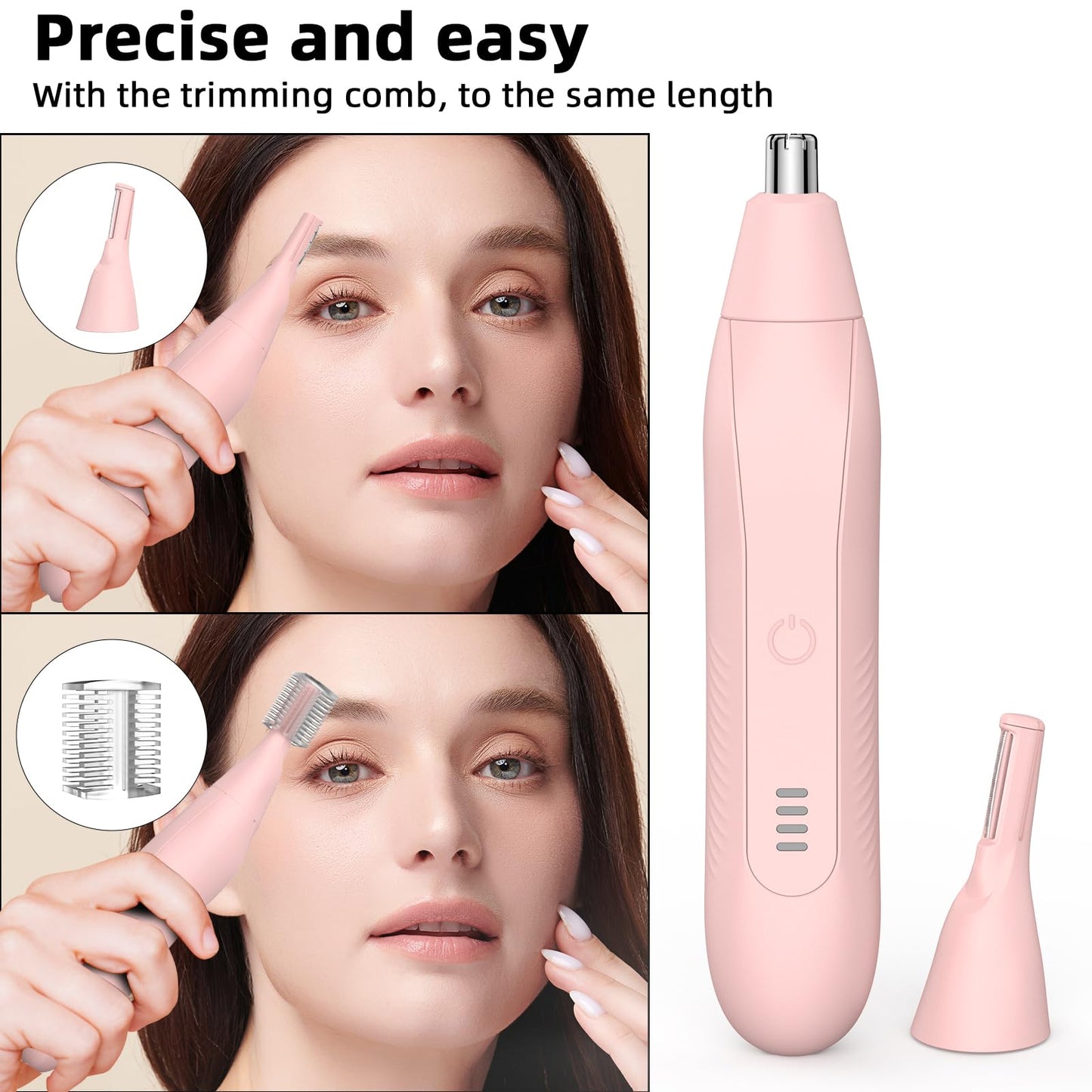 Setonia Ear and Nose Hair Trimmer for Men Women, Eyebrow and Facial Hair Trimmer with Powerful Motor and Dual-Edge Blades Rechargeable Painless 2 in 1 Metal Trimming Tool (Gold)