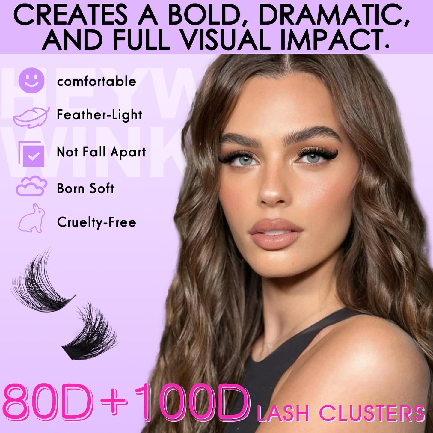 Lash Clusters Kit - 80D & 100D Individual D Curly Eyelash Extensions | DIY Thick False Lashes 10-18mm