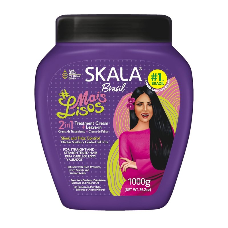 SKALA 2-in-1 Treatment Cream & Leave-In Conditioner - Smoothing Care for Frizz-Prone Hair, 35.2 oz | Rice Protein