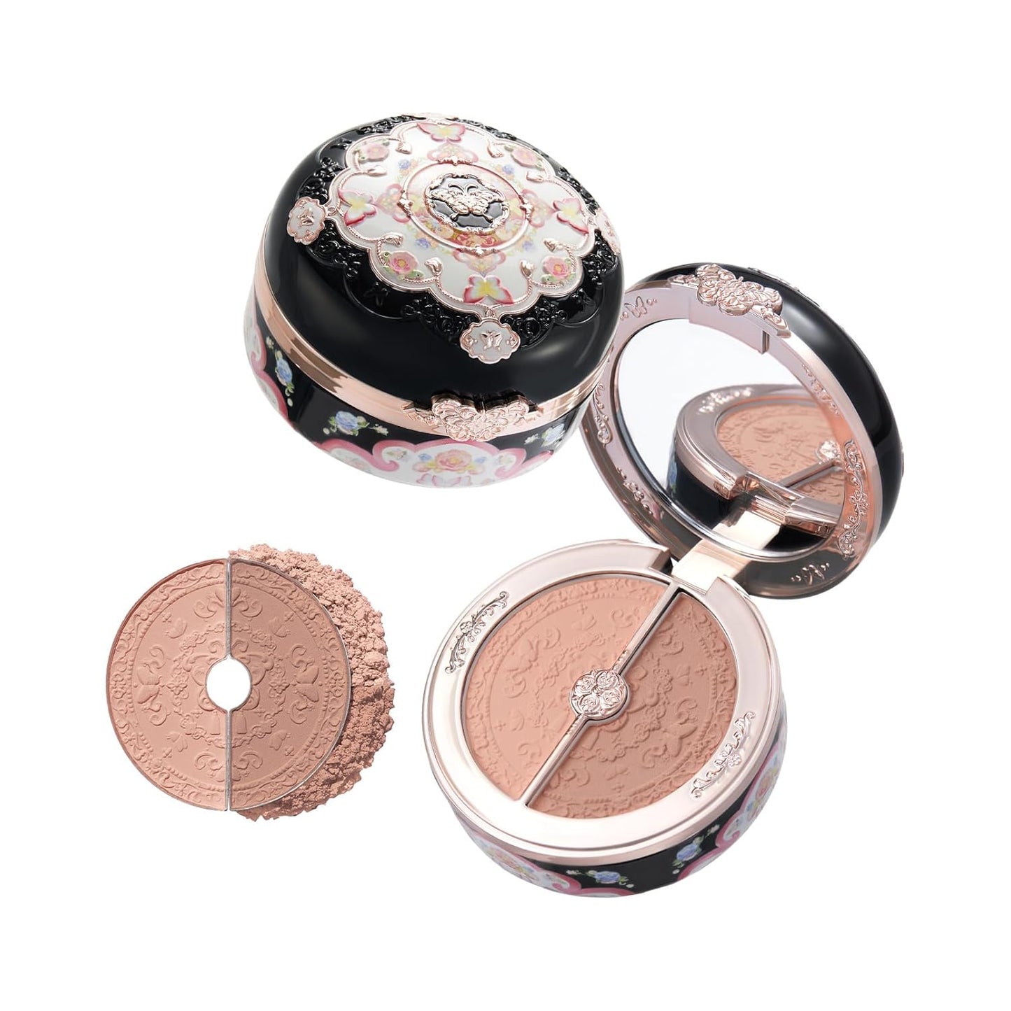 Butterfly Cloud Collar Highlighting & Blush Duo Powder - Blue & Pink Matte Blush Palette, 0.21 Oz (02 Seaborne Moon)