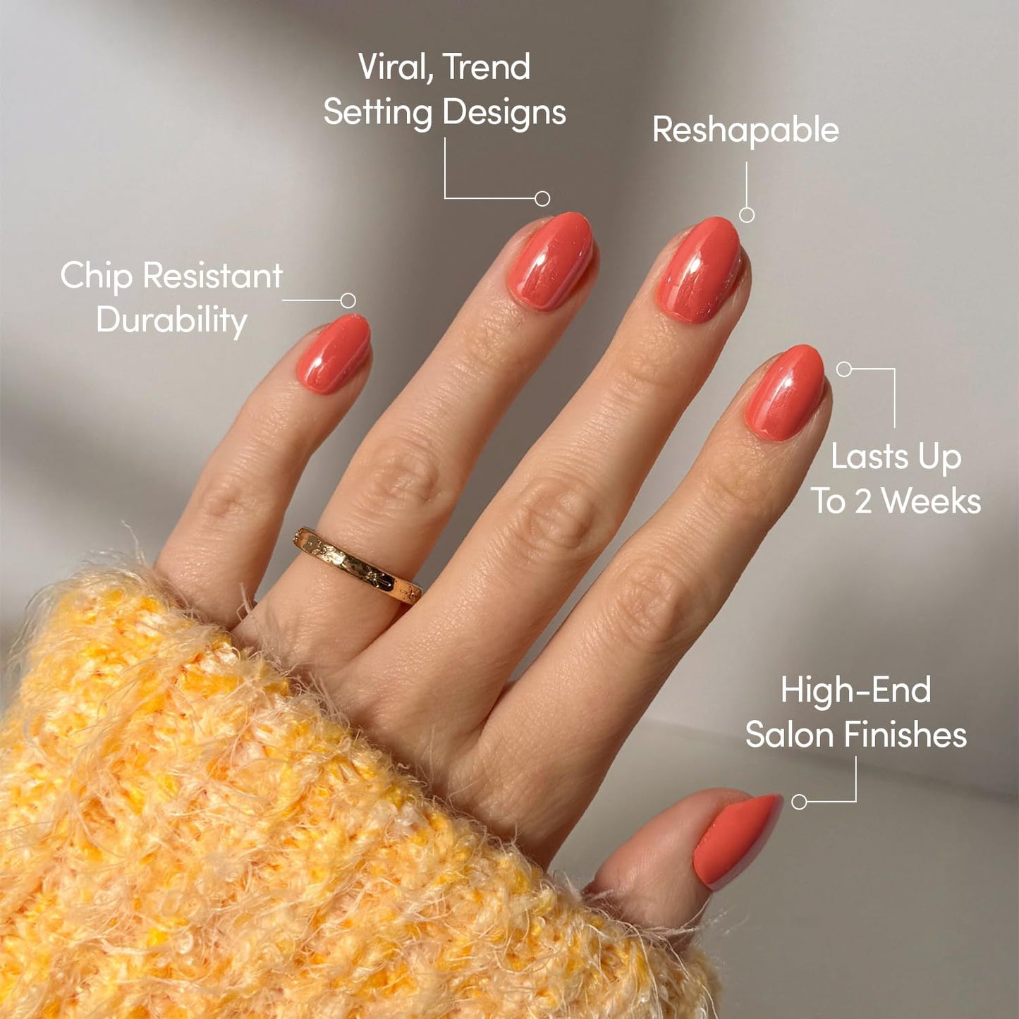 Glamnetic Press On Nails - Lush Coral | Short Oval Fake Nails with Glazed Finish | 30 Nail Kit in 15 Sizes