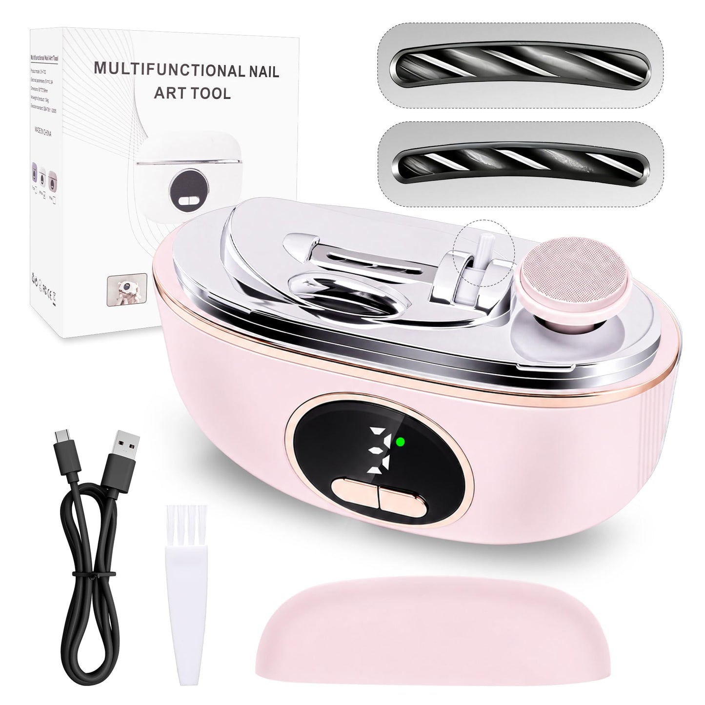 2026 3-in-1 Electric Nail Clippers for Seniors with Adjustable Dual-Slot, 3-Speed Trimming & Sanding Electric Toenail Clippers for Seniors, Adults & Kids, Debris Collection, Night Lighting, Pink 1PCS