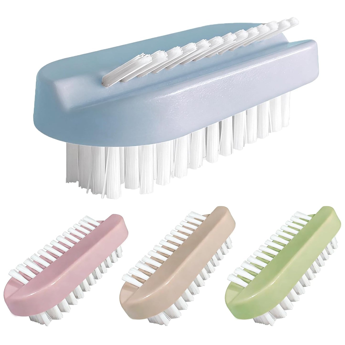 Nail Brush for Cleaning Fingernails - 2-Sided Scrub Brush with Soft & Stiff Bristles | 4-Pack for Men, Women & Kids