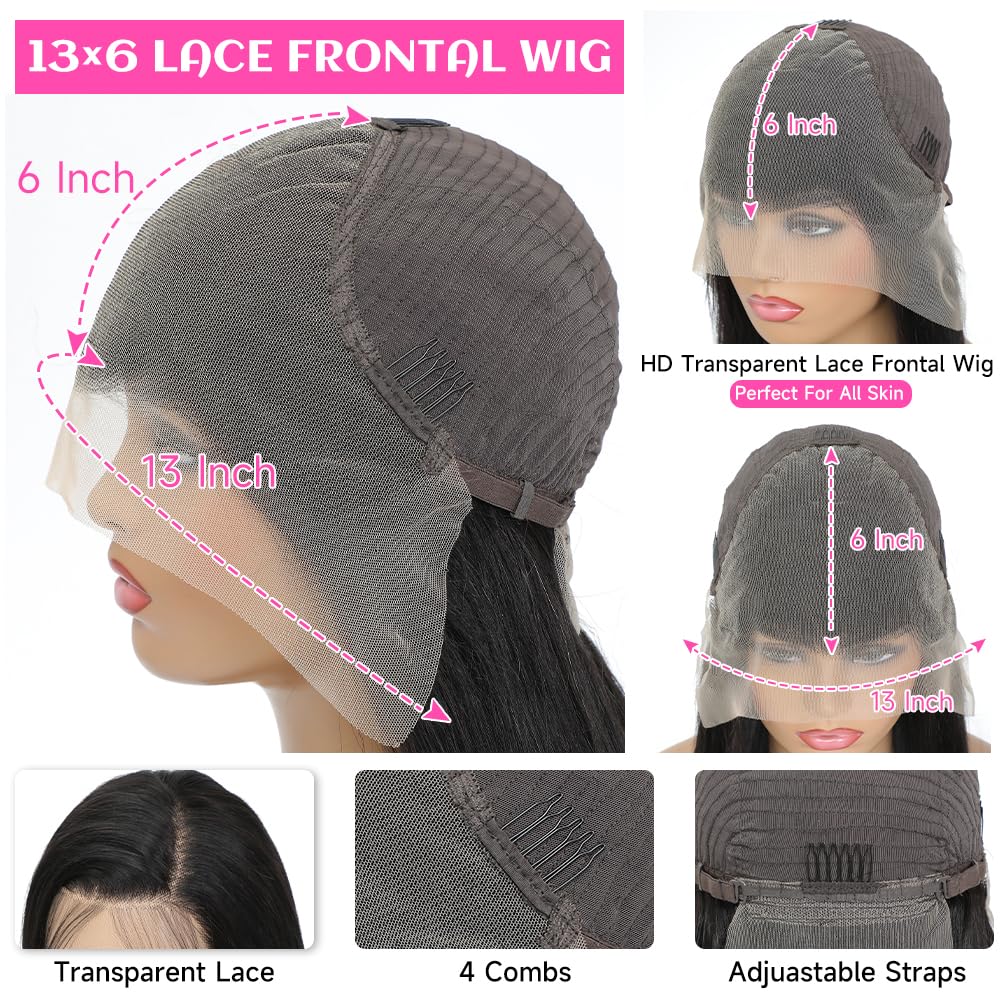 YUNXING 30 Inch 13x6 Body Wave Lace Front Wigs Human Hair Pre Plucked 200% Density HD Lace Frontal Wigs Human Hair For Women 10A Body Wave Glueless Wigs