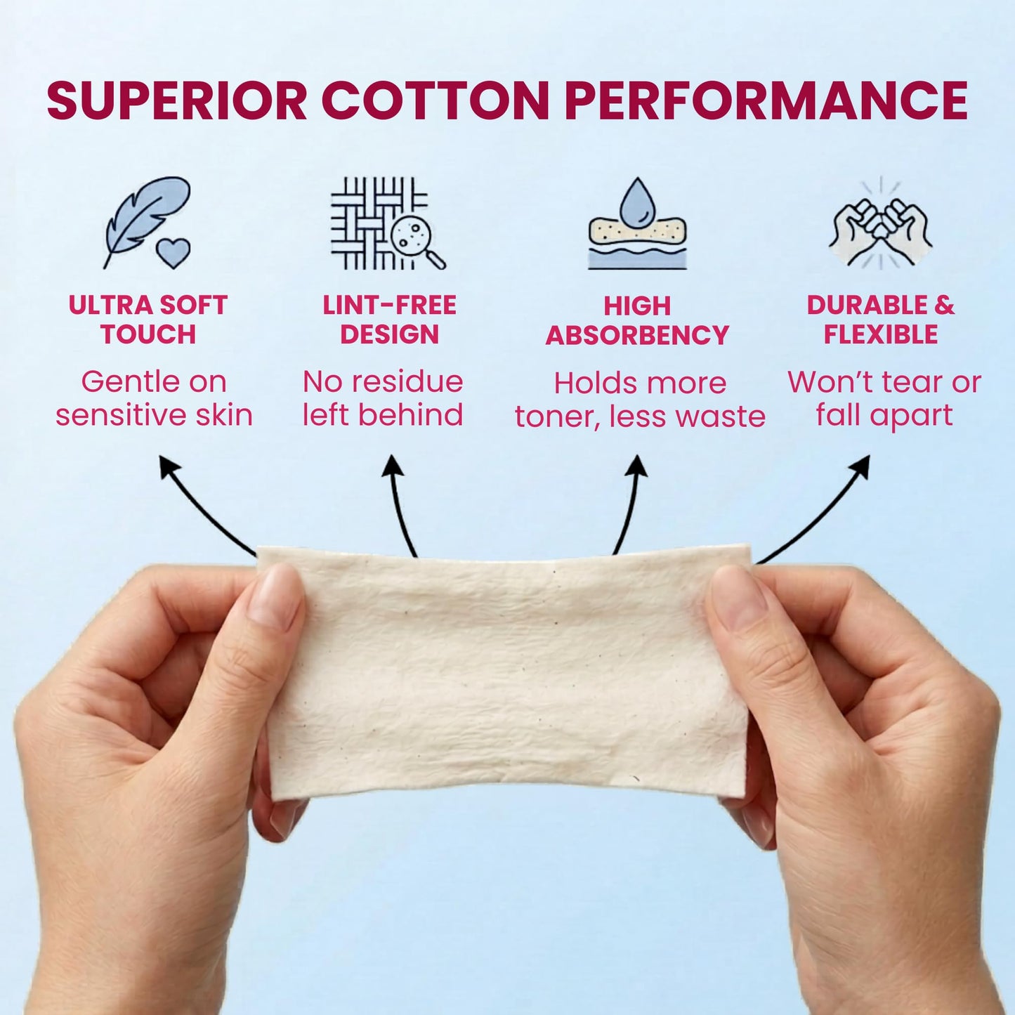 Makeup Facial Soft Cut Japanese Cotton Pads Unbleached 60x50mm – Natural, Lint Free – Multi-Use for Makeup Removal, Toner Application, Skincare, Nail Polish Removal & Baby Care, 189 PCS (White)