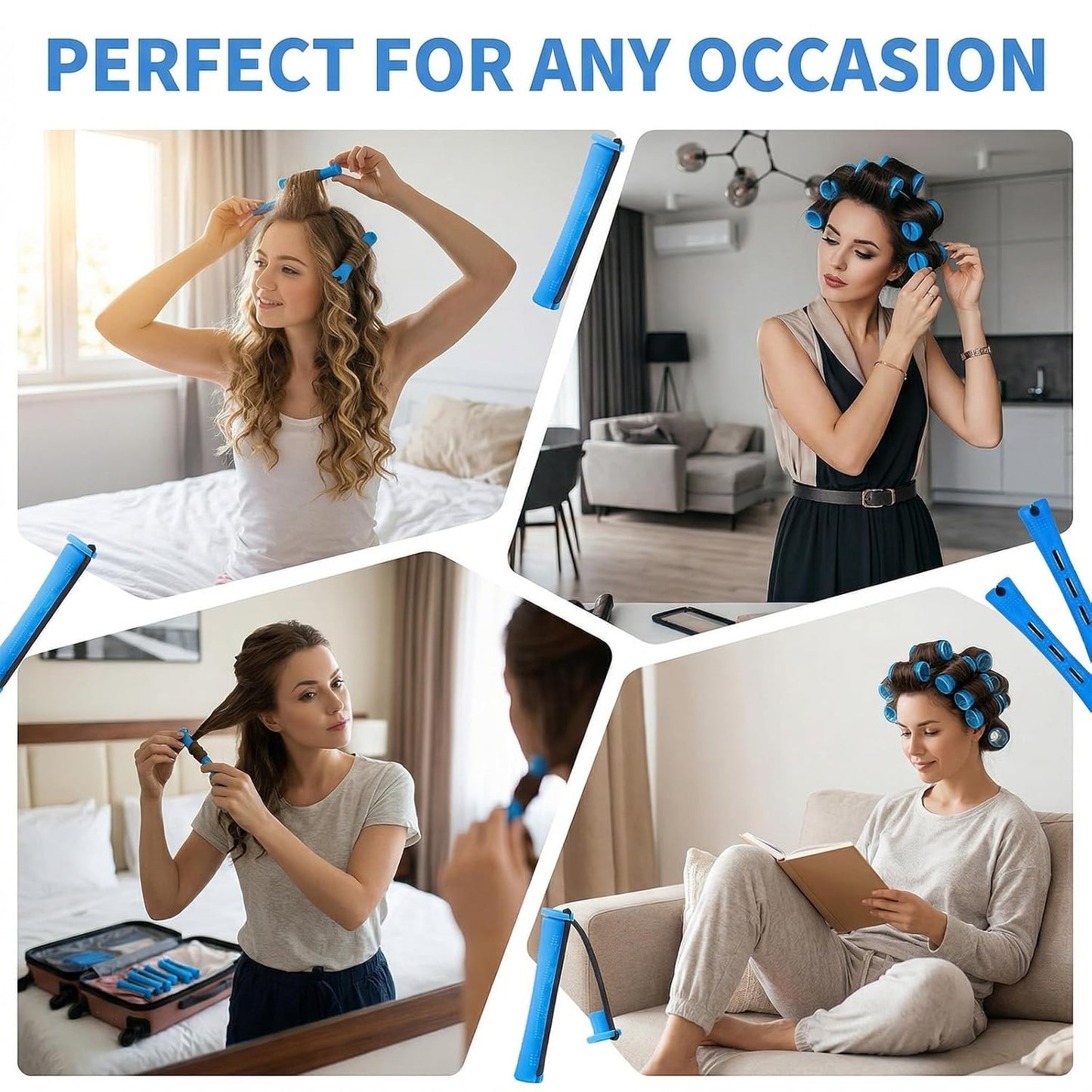 20 Pcs Blue Plastic Perm Rods - Cold Wave Hair Curling Rollers for Short & Long Hair | 0.35 Inches