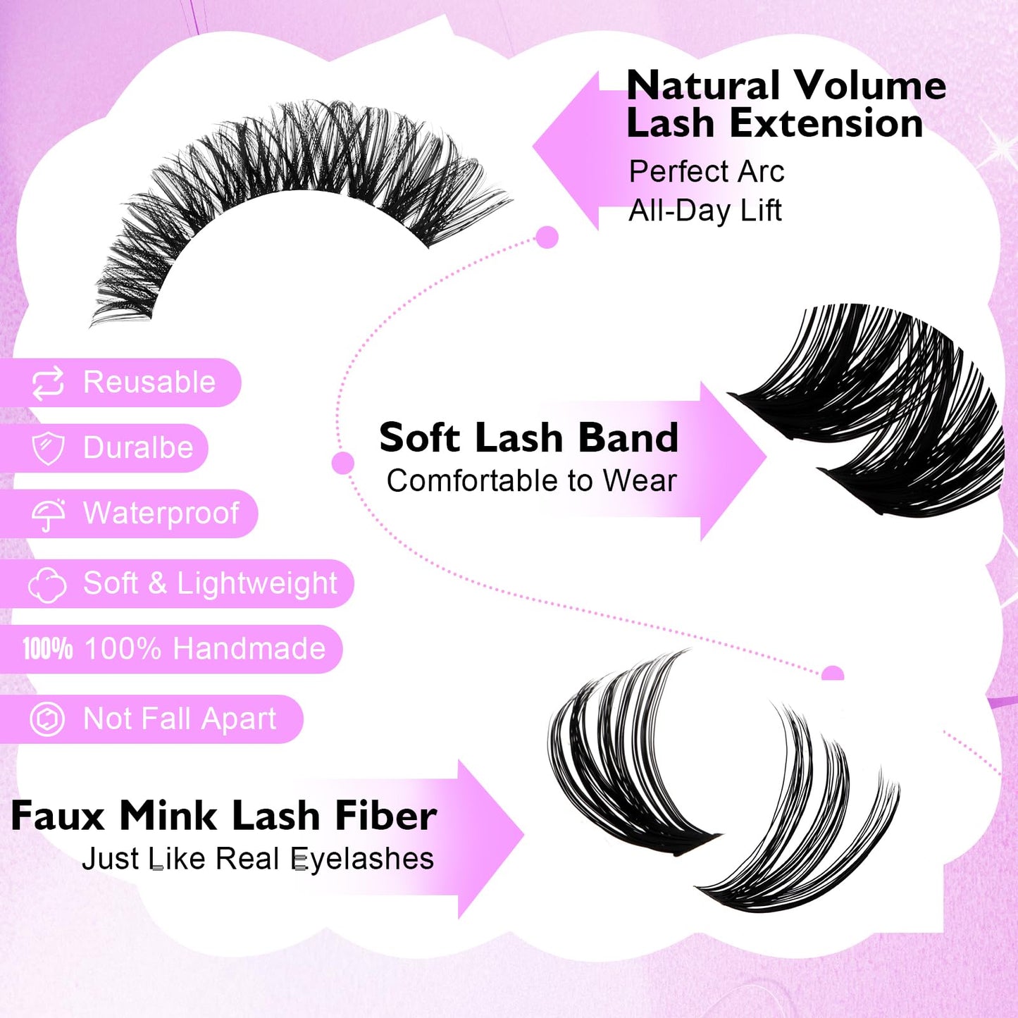 WENDY LASHES Lash Clusters 40D+60D Eyelash Clusters 560PCS Wispy Individual Lashes, 10-18MM D-curly Lash Extension DIY Cluster Eyelash Extensions for Beginners