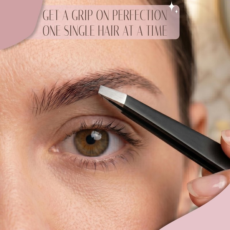 NARZ 4Pcs Professional Tweezers for Women Facial Hair Stainless Steel Precision Tweezers for Ingrown Hair Eyebrow Tweezer for Men & Women (Black Set)