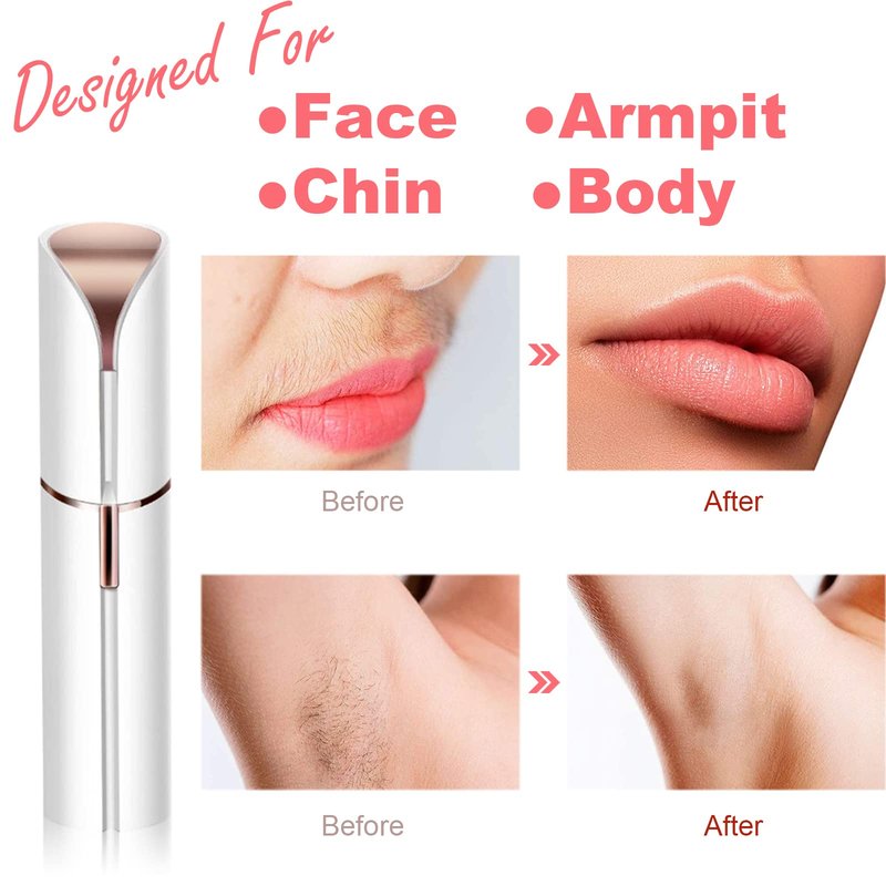 LAIKME Facial Hair Removal for Women, Mini Hair Remover, Electric Razor Shaver Portable Bikini Epilator for Lips, Chin, Armpit, Peach Fuzz, Fingers, Neck, Cheek and USB Rechargeable (White)