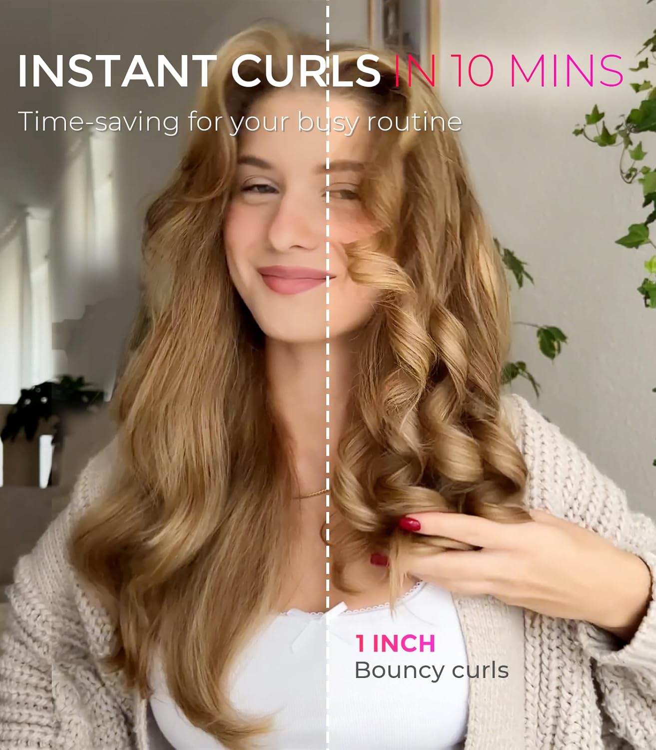 Tymo Automatic Rotating Curling Iron - 1-Inch Beach Waves Curling Wand | Dual Voltage, Lightweight & Ionic Ceramic Coating