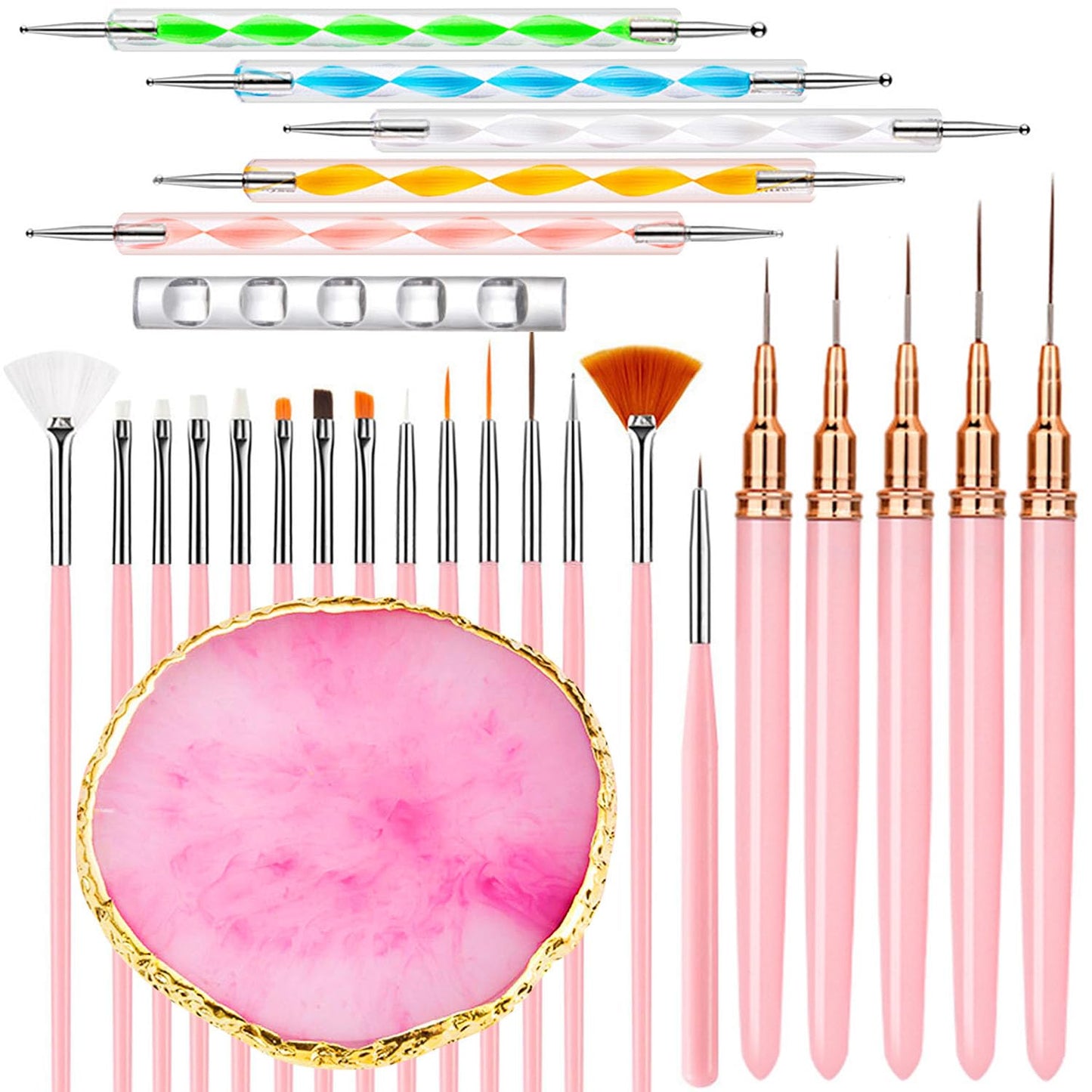 Nail Art Tools Set - 27 Pcs Including Brushes, Palette & Sculpting Pens | DIY Nail Art Kit