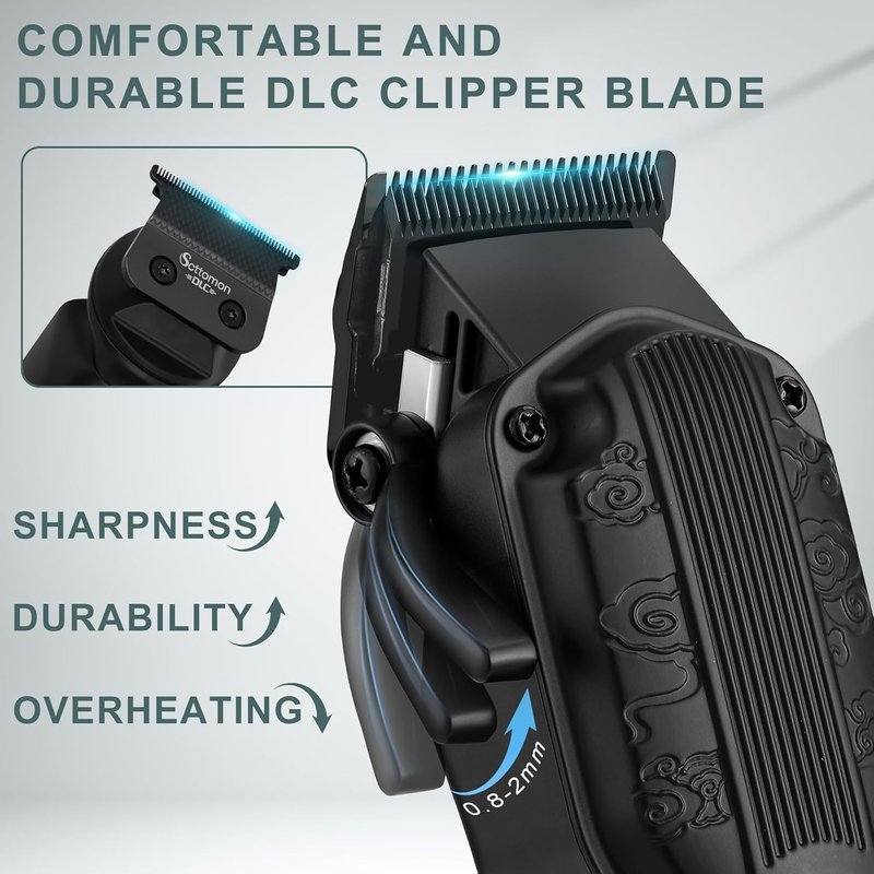 Scttomon Professional Hair Clipper for Men Hair Cutting Kit Men's Beard Trimmer Hair Trimmer Shaver Cordless Barber Clippers and Trimmers Set Black