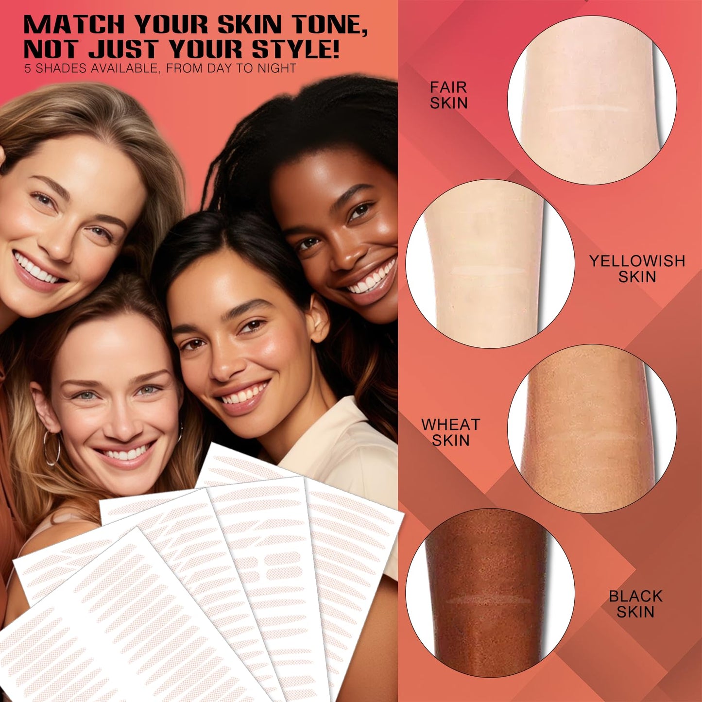 Eyelid Tape, Instant Invisible Eyelid Lifter Strips Ultra-Thin Breathable long-lasting Double Eyelid Tape for Hooded, Droopy, Uneven, Mono-eyelids-New upgrade. (Skin color, 640Pcs（pack of 1))