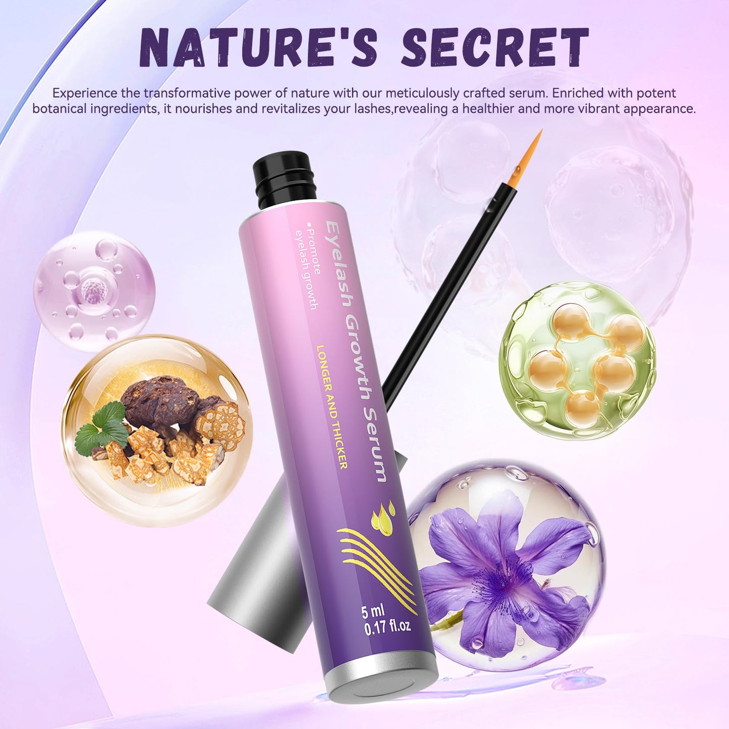 Vxzit Eyelash Enhance Serum - Eyelash Enhancers & Primers - Purple - Promotes Natural Lash Growth for Longer, Fuller Lashes