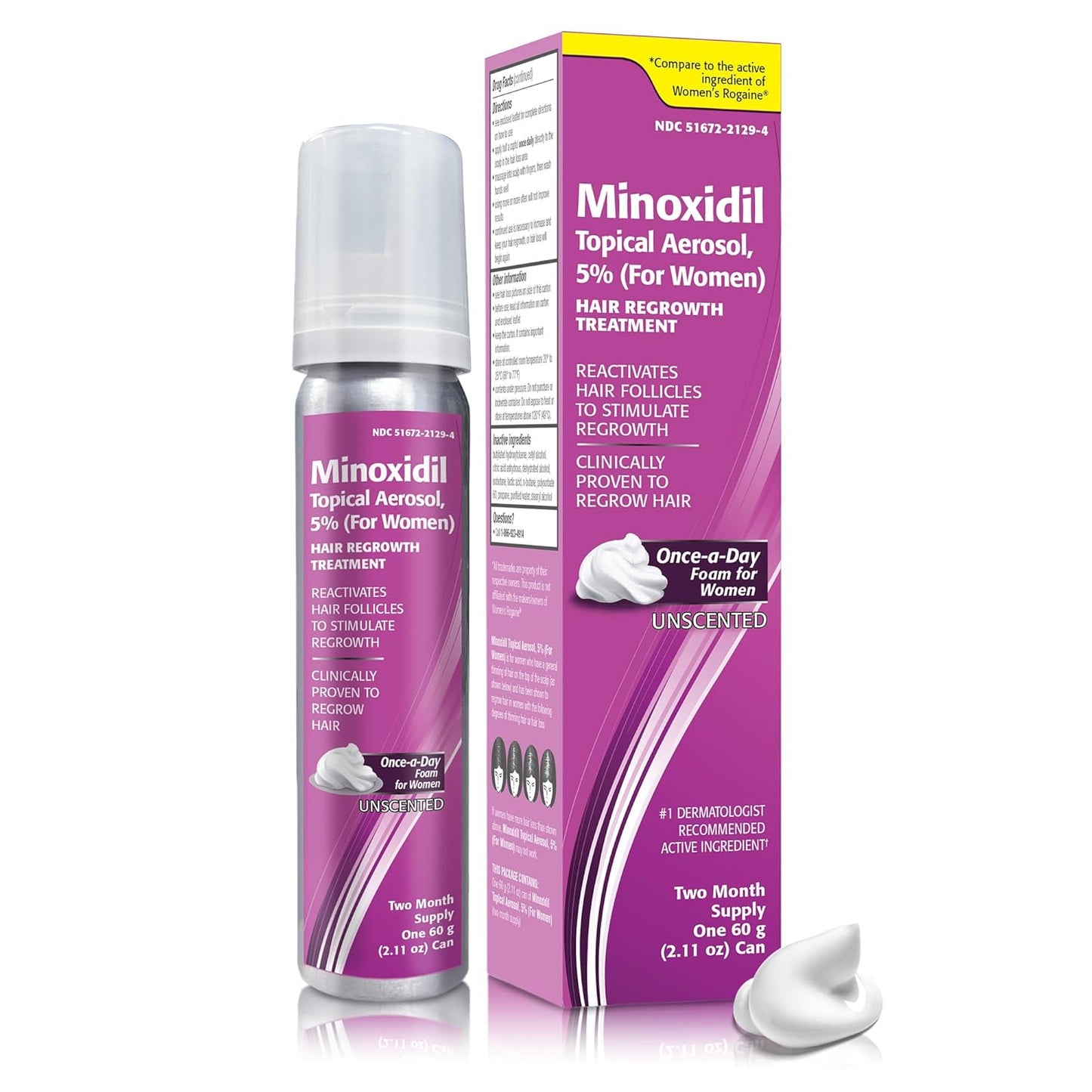 Minoxidil for Women - 5% Hair Regrowth Foam | Clinically Proven, 2.11 Oz (2-Month Supply)