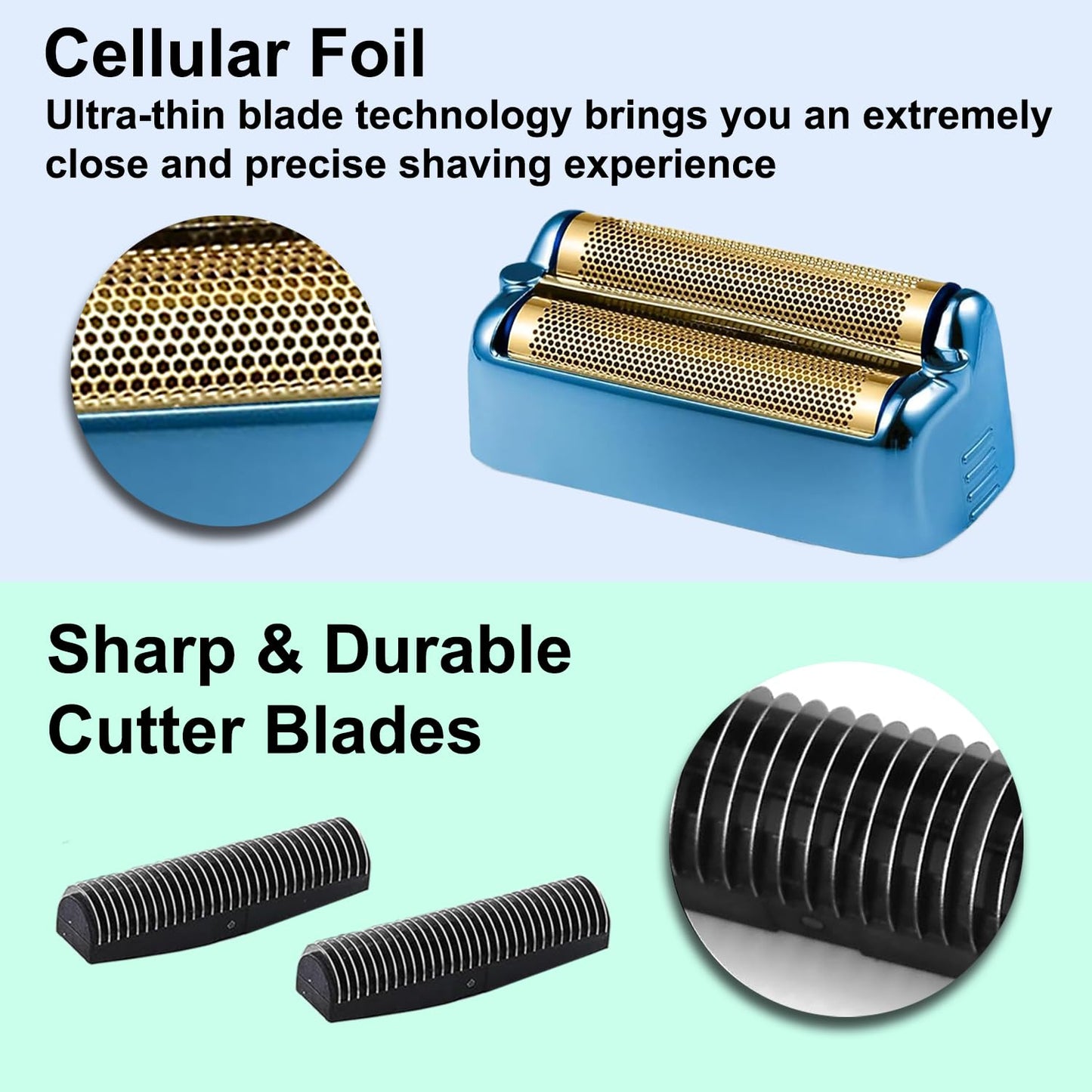 FXONE Shaver Replacement Foil and Cutter Compatible with BaBylissPRO FXONE Double Foil Stick Shaver,FX79RF2G Hypoallergenic Extra-close Shaver Replacement Head (Black/2 Packs)