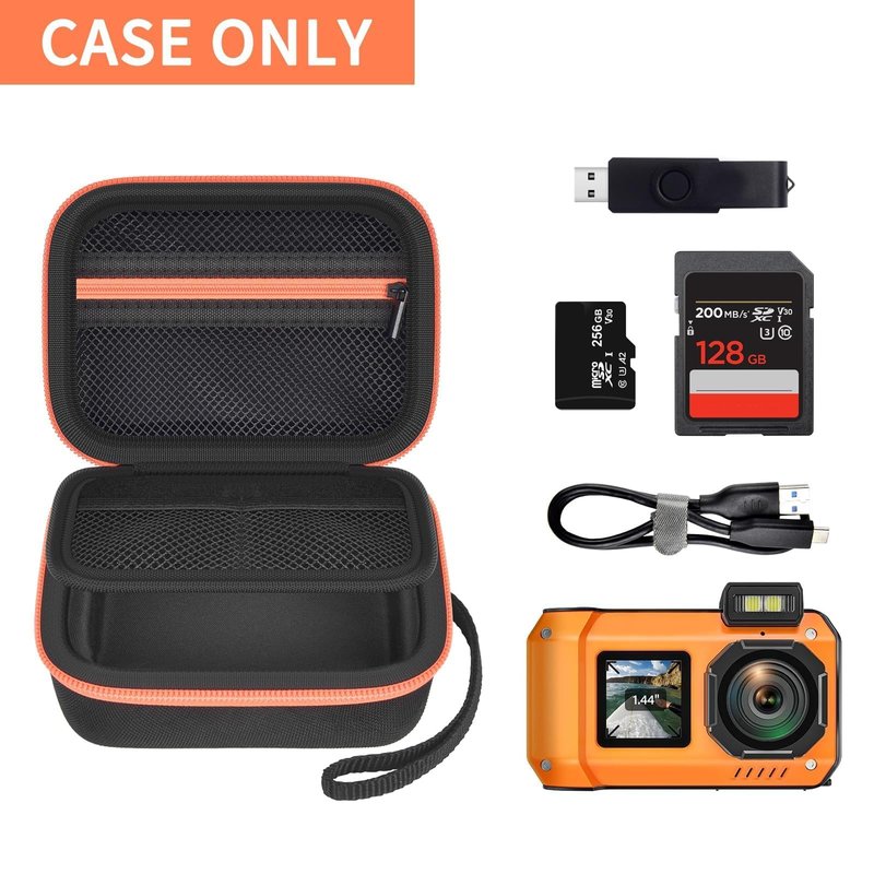 8K Digital Camera Case Compatible with Tupsio/for Fohoa/for SPUNALP/for Mafiti Rugged Waterproof Camera for Snorkeling,Selfie Underwater Camera Storage Holder with Mesh Bag for Accessories (Case Only)