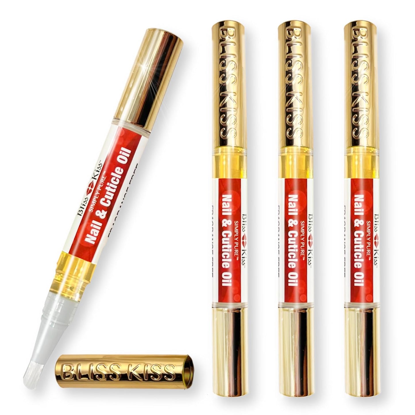 Crisp Fragrance Nail Oil Cuticle Pens - Vitamin E & Jojoba Nail Strengthener for Brittle Nails | 4-Pack