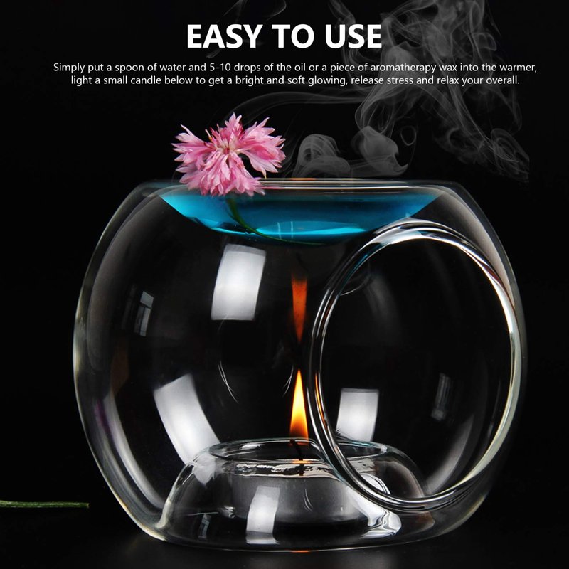 Uonlytech Clear Glass Tealight Holder Essential Oil Burner Wax Candle Tart Burner Warmer Diffuser Aroma Candle Warmers Decoration