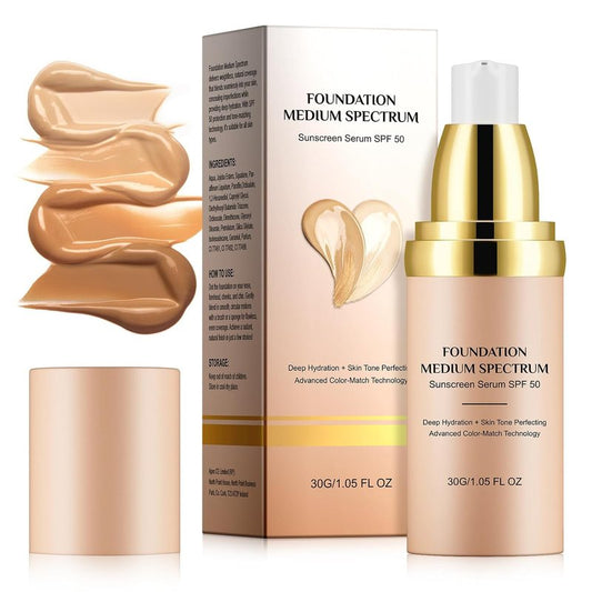 Foundation 4 in 1 Medium Spectrum - Hydrating Color Changing Formula with SPF 50 | 1.05 Fl Oz