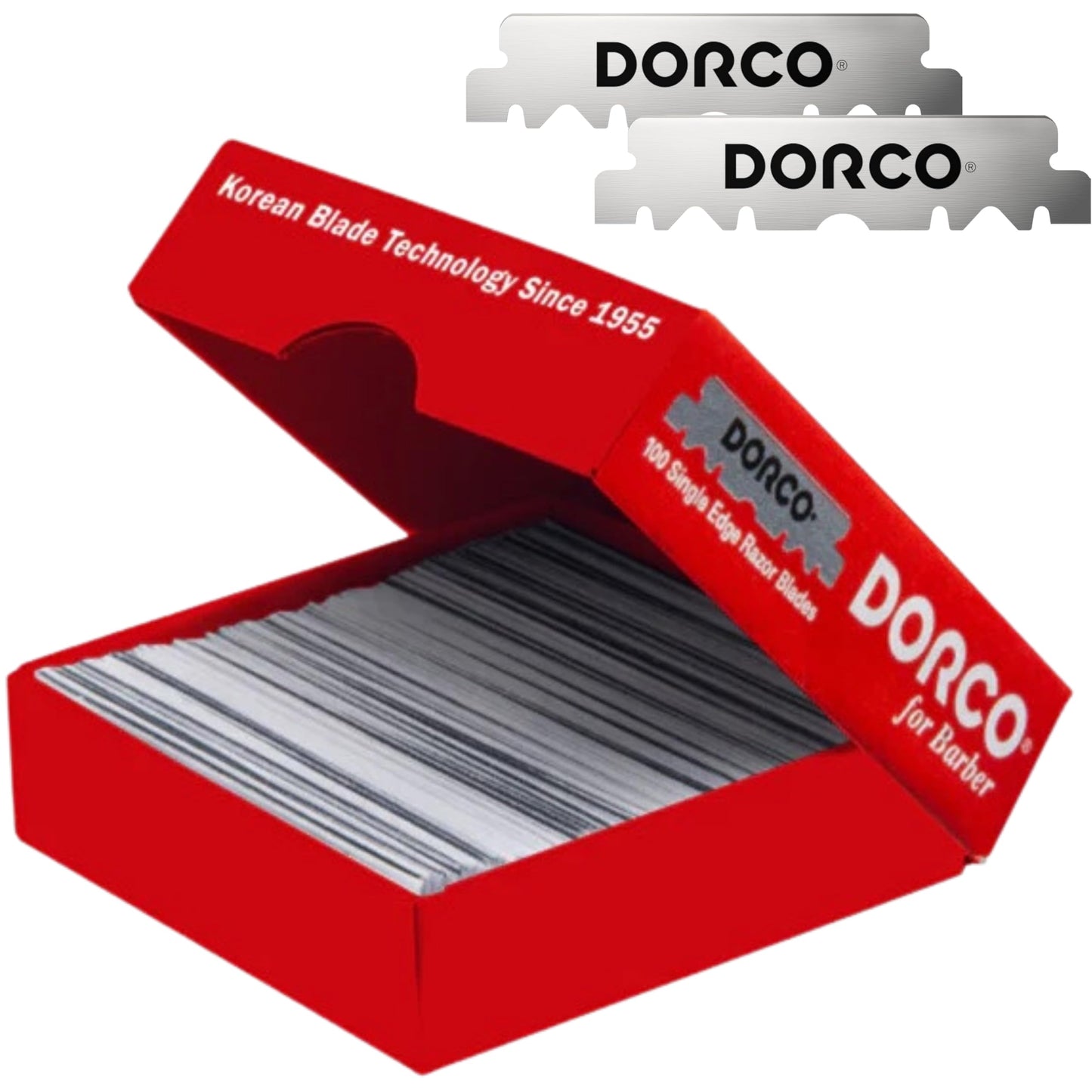 the shave factory Straight Edge Razor Kit (Black / 100 Dorco Single Edge Razor Blades Red)