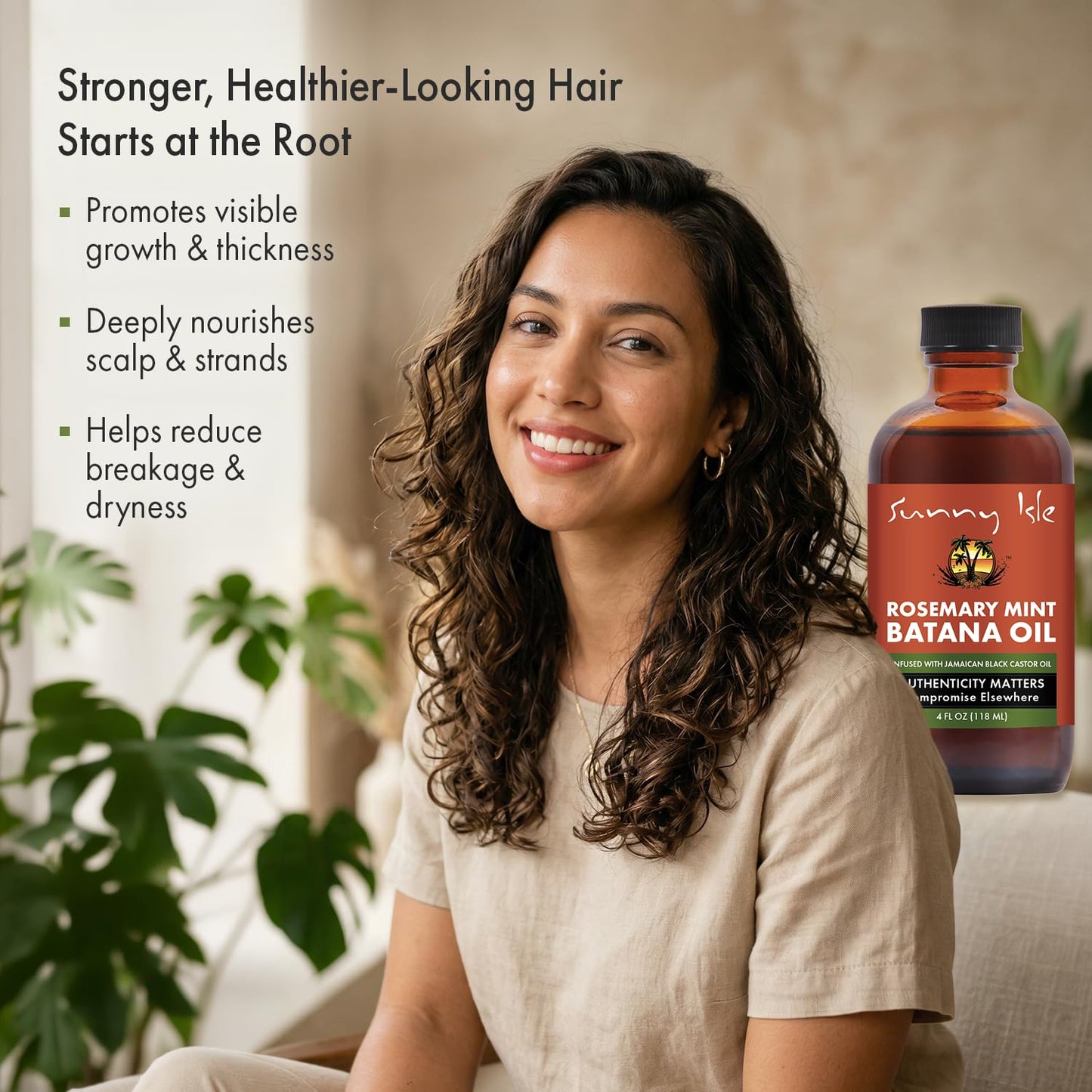 Sunny Isle Rosemary Mint Batana Oil 4oz – Hair & Scalp Oil for Thicker, Stronger-Looking Hair – Honduran Batana, Jamaican Black Castor Oil, Peppermint & Rosemary – For Dry, Damaged Hair
