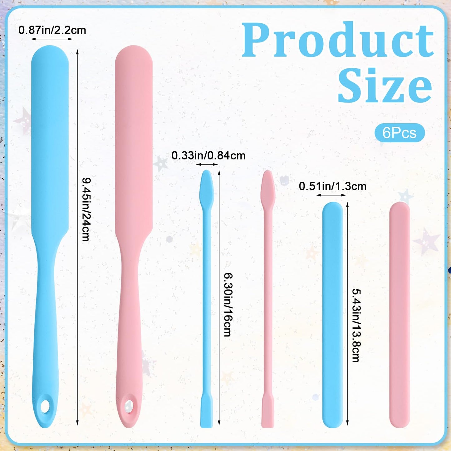 Hadnves 6Pcs Silicone Wax Spatulas Non-stick Waxing Applicator Hair Removal Sticks Applicator Spatula Reusable Hard Wax Scraper for Home Salon Body Use