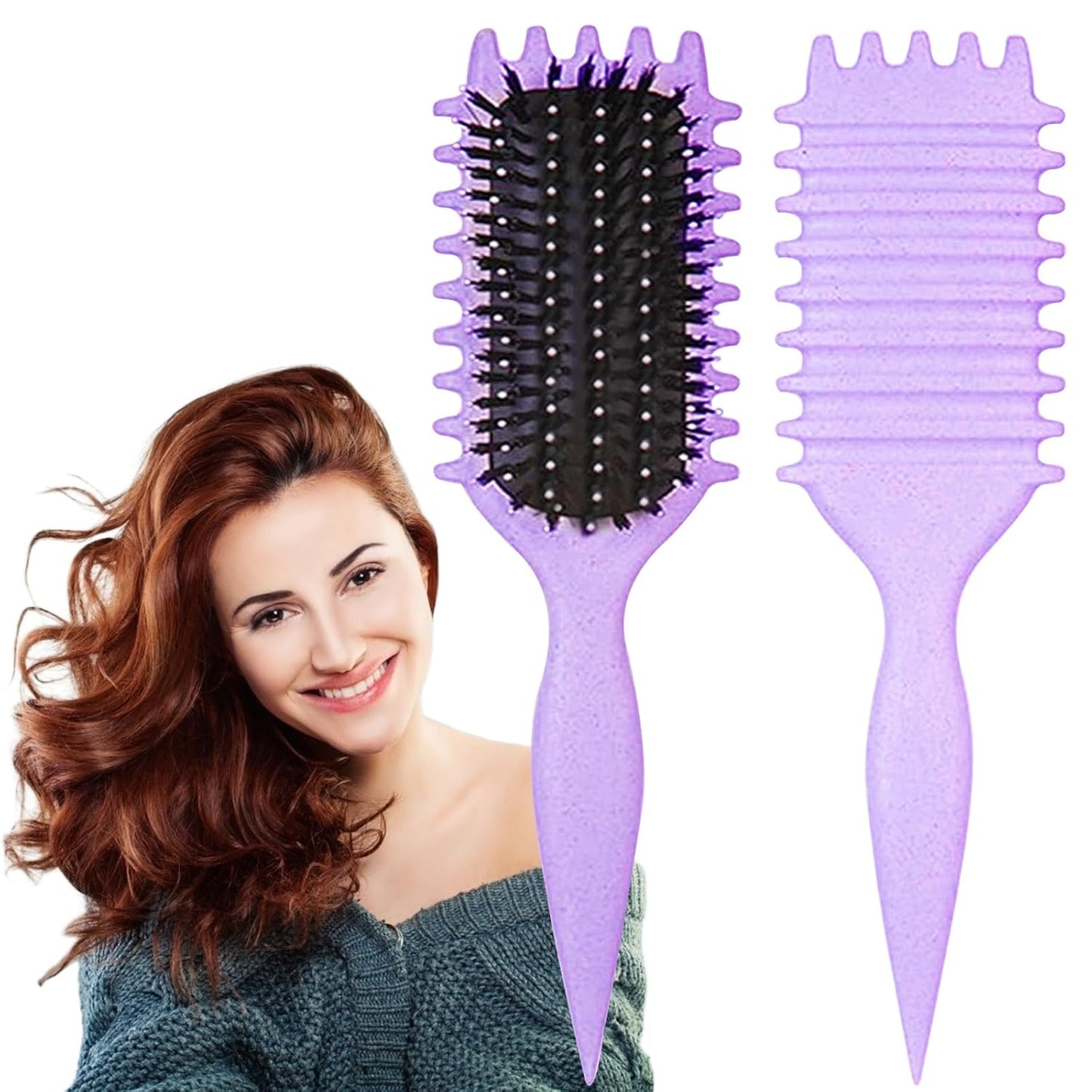Curly Hair Brush - Curl Defining Tool to Reduce Pulling | Green Color