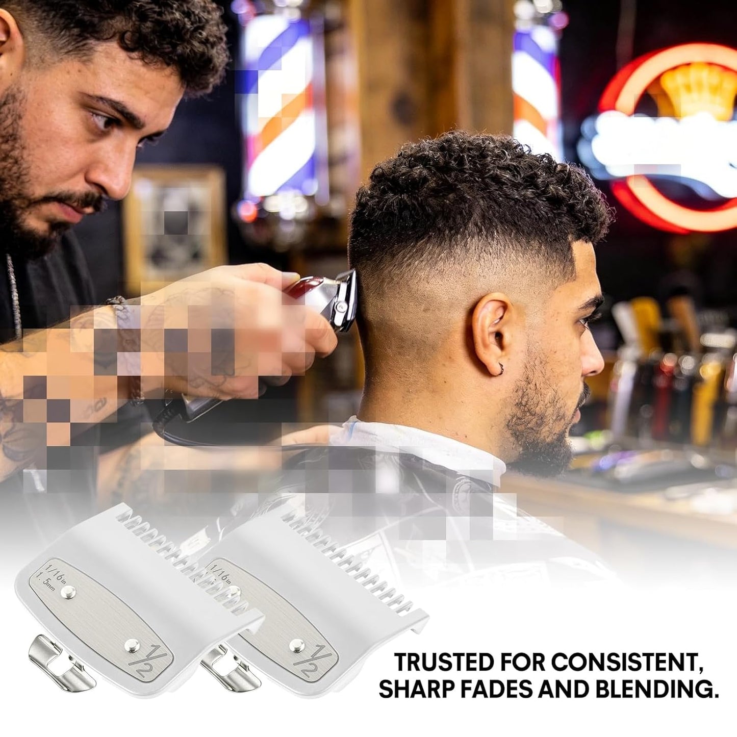 Clipper Guards Set - 2 Pack Metal Hair Clipper Guide Combs for Wahl 1/2 | Replacement Accessories for Barbers & Stylists
