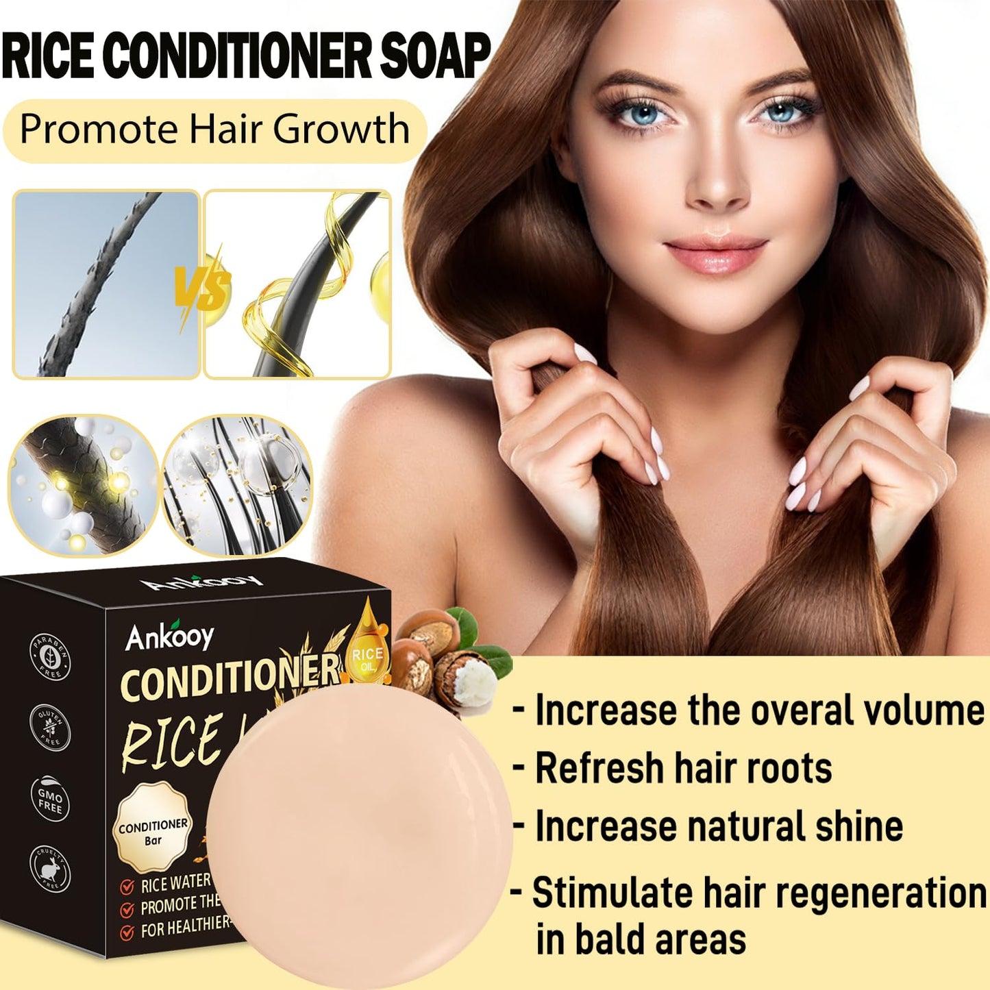 Rice Water Shampoo and Conditioner Set - Organic Protein & Vitamins for Hair Growth | Deep Cleansing, Anti-Hair Loss, Travel Size