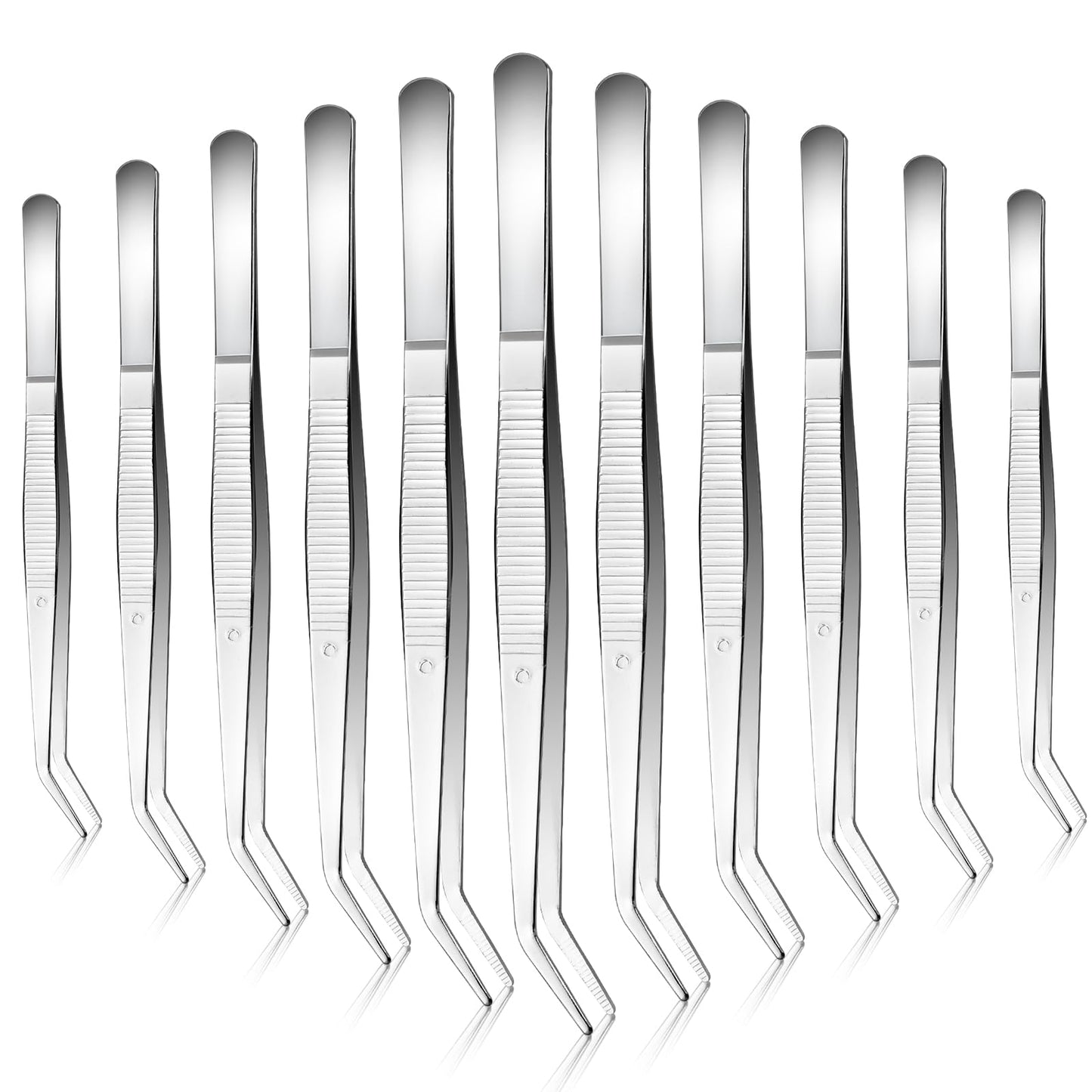 Aemygo 35 Pcs Carbon Steel Tweezers with Curved Serrated Tip, Multipurpose Craft Tweezers Non-Slip Forceps for Sewing Repairing