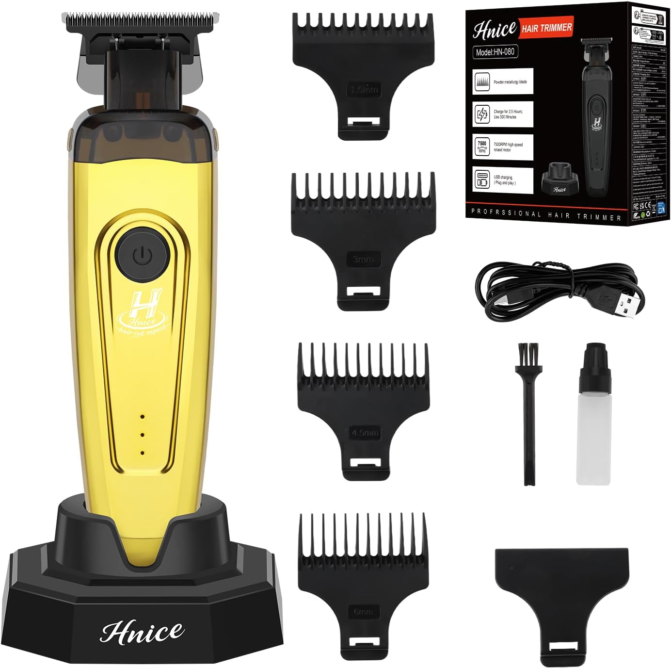 Professional Hair Clippers for Men - Cordless Barber Clippers with LED Display & 2000mAh Battery | 150 Mins Runtime, DLC Blade, 8 Guide Combs