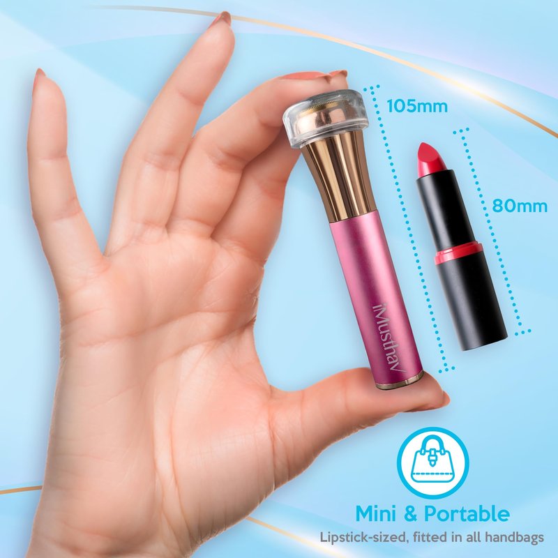 iMusthav Facial Hair Removel for Women, Type-C Rechargeable Painless Flawless Electric Facial Hair Remover, Face Shaver Razor Trimmer with 18K Gold-Plated, 20mm Dual Ring Floating Head, 360°LED