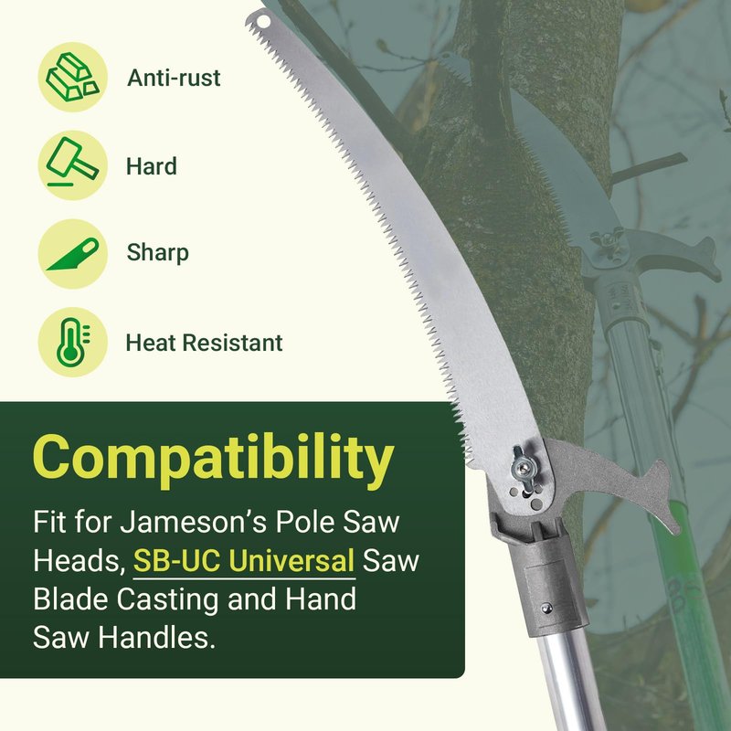 SB-13TE 13 inch Barracuda Tri-Cut Saw Blade for Jameson Pole Pruning & Hand Saw, Extendable Tree Trimmer Steel Saw Blade Replacement for Jameson Tree Branch Cutting