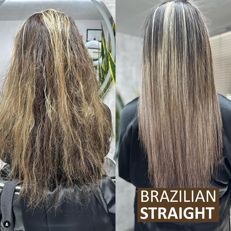 Brazilian Straight Keratin Hair Treatment - Formaldehyde-Free, Smooth & Shiny Results | 2PC Set