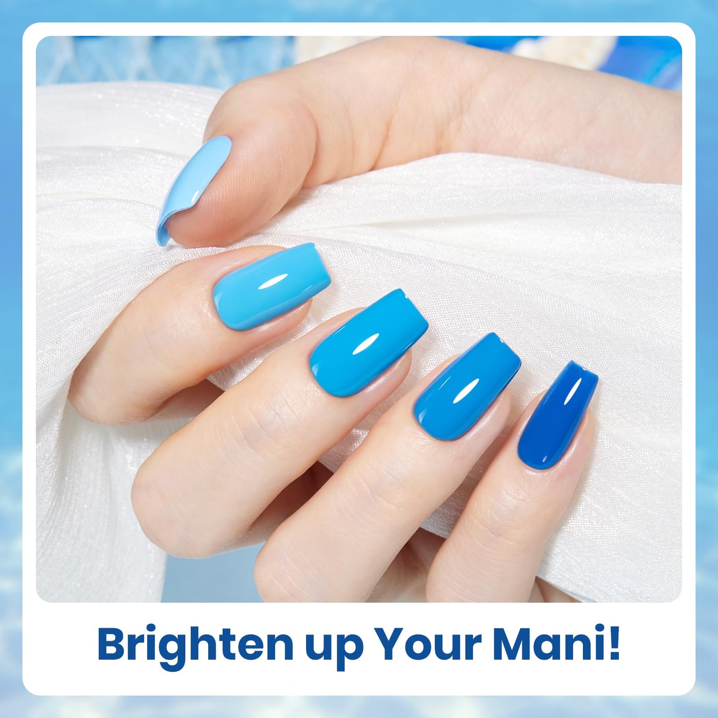 Beetles Blue Gel Polish Set - Ocean Range, 6 Colors Light Dark Navy Baby Blue Gel Nail Polish Soak Off UV LED Lamp Needed Manicure DIY Home for Women