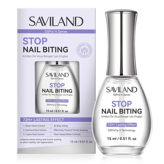 SAVILAND Nail Biting Prevention for Adults 0.51oz: Extreme Bitter Nail Biting Treatment 72H Lasting Nail Biting Treatment 2-in-1 Natural Stop Biting Nail Strength Repair Nail With Marigold &Aloe Vera
