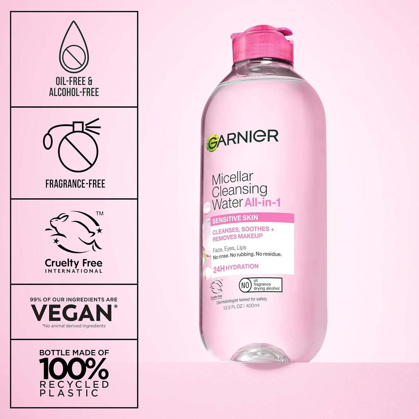 Garnier Micellar Water - Hydrating Facial Cleanser & Makeup Remover for Sensitive Skin | 13.5 Fl Oz (400mL)