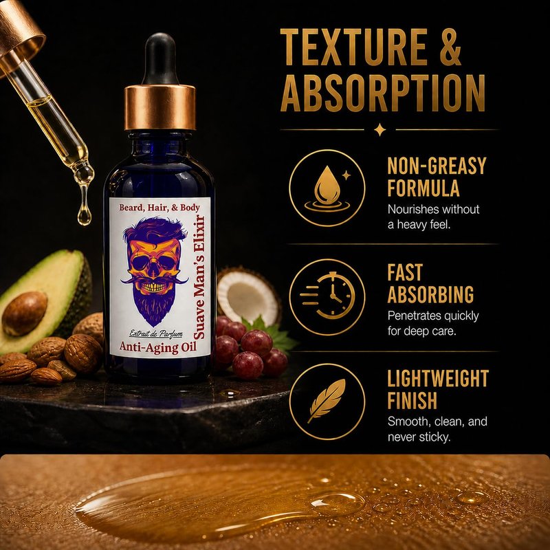 Suave Man's Elixir Beard Oil for Men – Beard Growth Serum & Conditioner | Softener & Moisturizer for Dry Oily Skin | 11 Natural Anti-Aging Oils | Argan, Jojoba & Castor | Facial Hair & Mustache Growth
