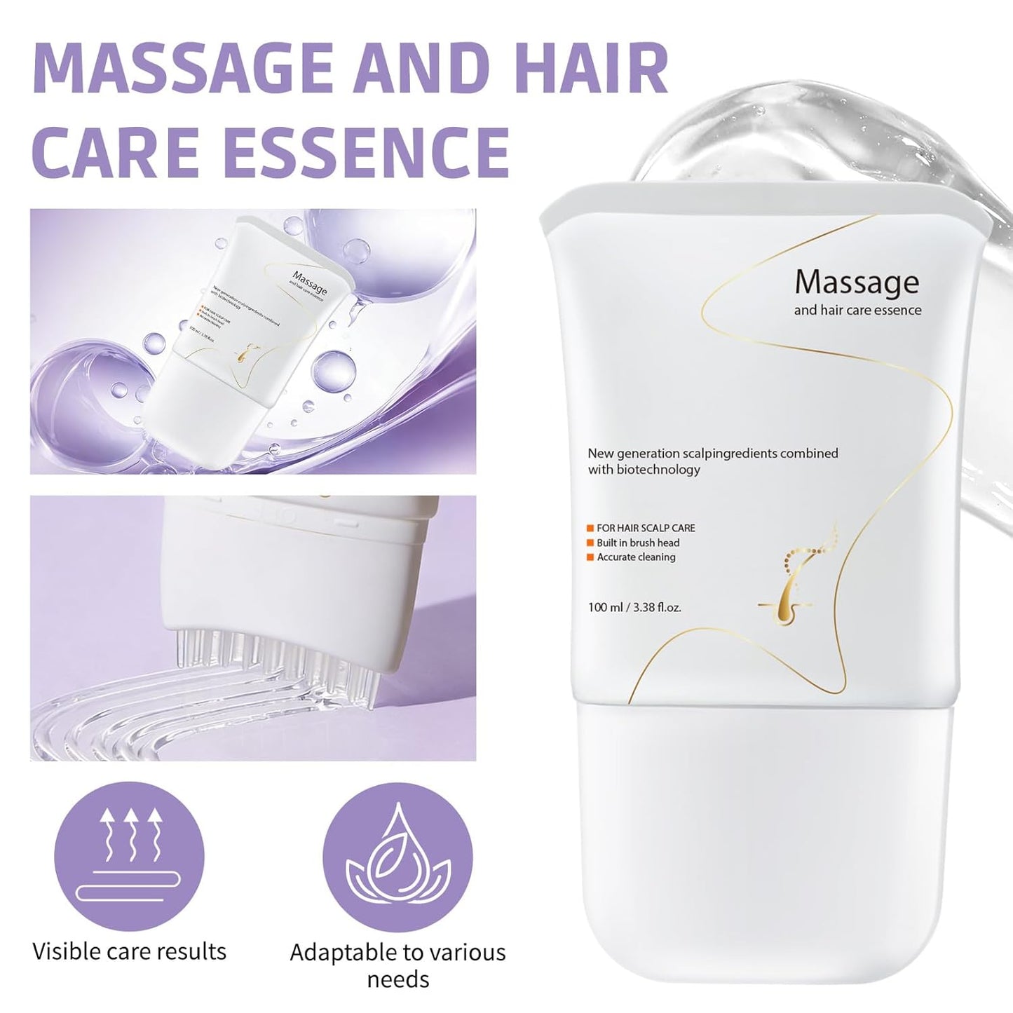 Hair Growth Serum with Brush - Scalp Treatment with Heart Leaf Exosomes & Echinacea | 3.38 Fl. Oz