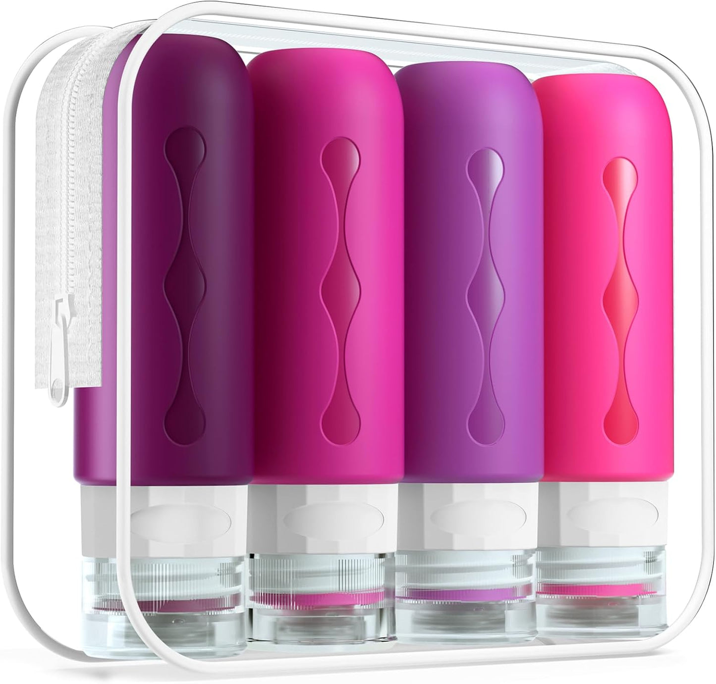 Travel Bottles for Toiletries - TSA Approved 3oz Leak-Proof Containers | BPA-Free Refillable Liquid Accessories (4 Pack)