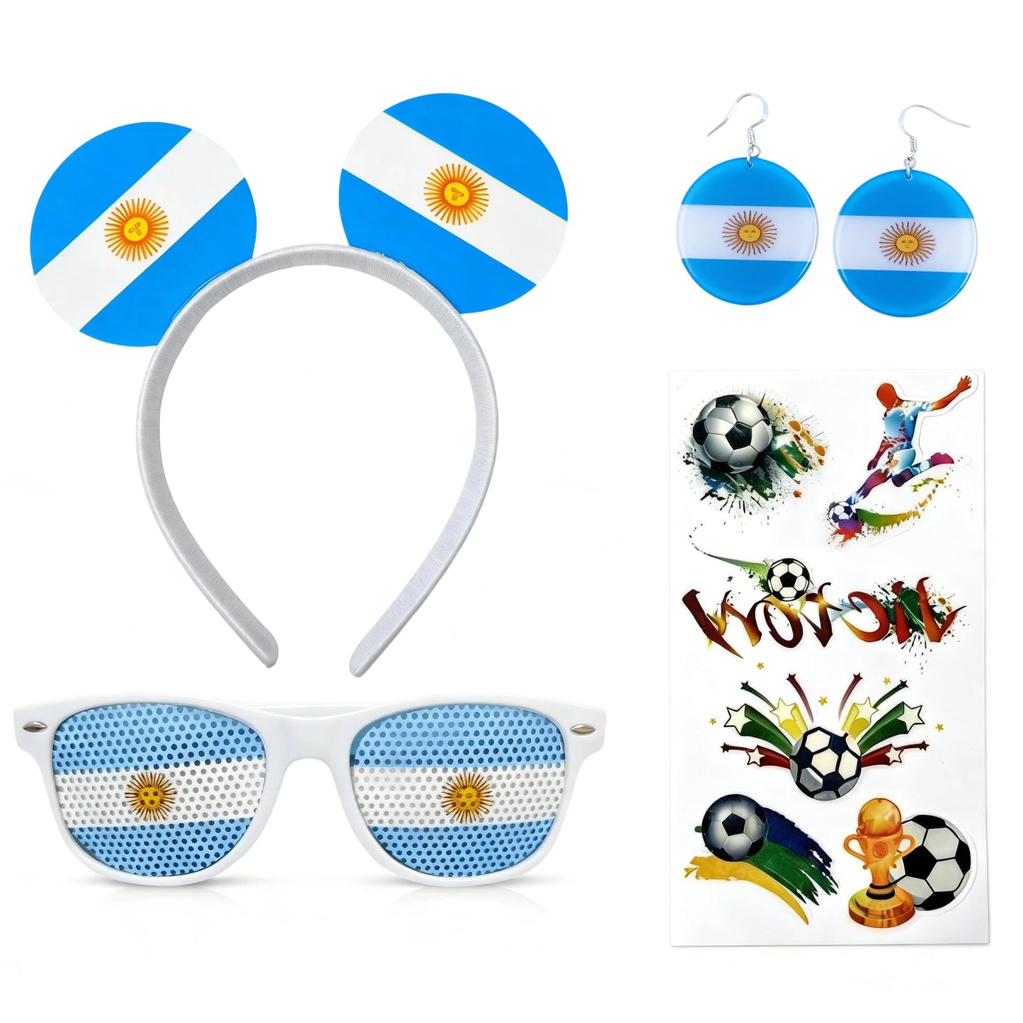 Maillarden 2026 World Cup Party Fan Accessories Set, Includes Headbands, Earrings, Tattoo Stickers and Novelty Glasses