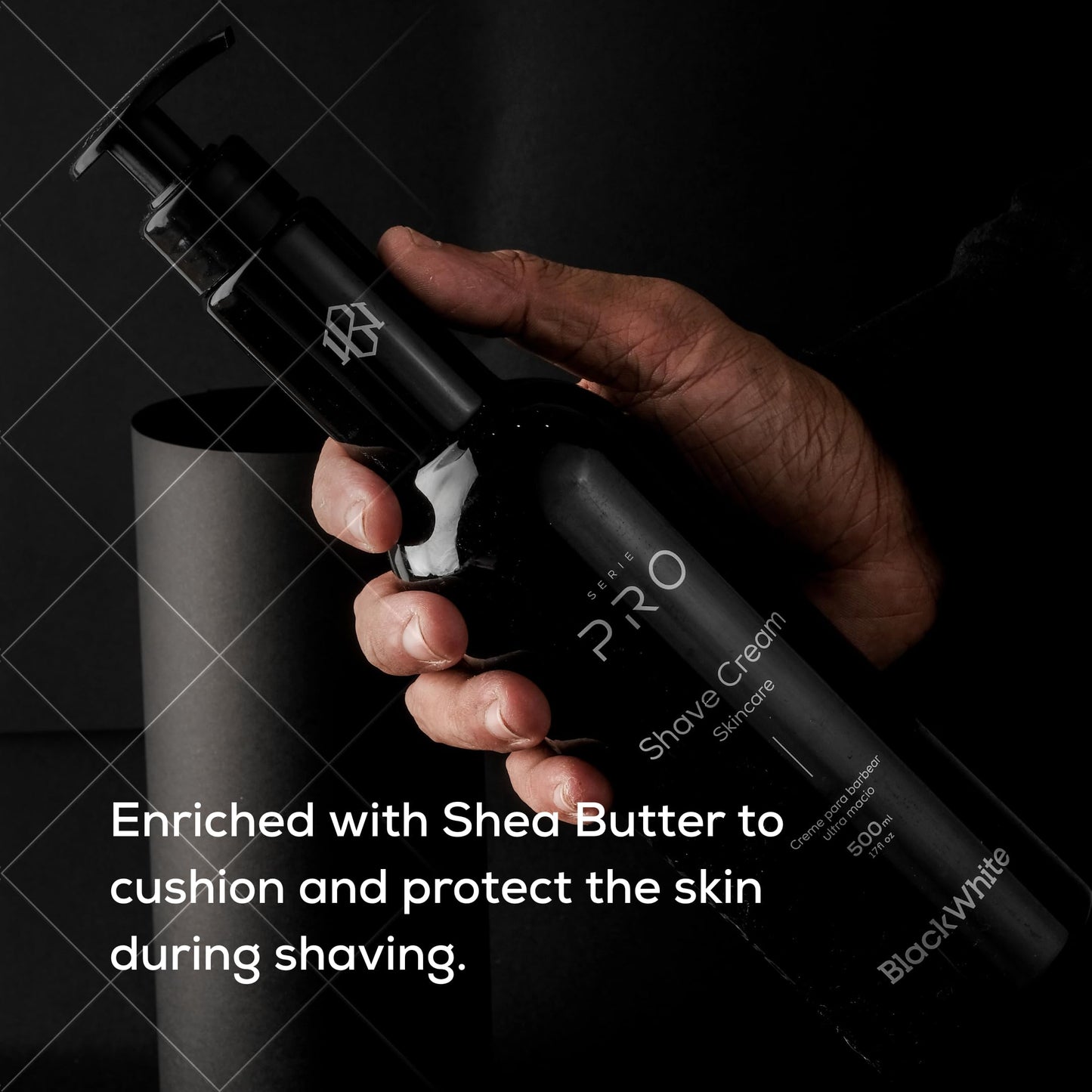 Black White Shave Cream PRO with Shea Butter, Fights Nicks, Cuts and Razor Burn for All Skin Types