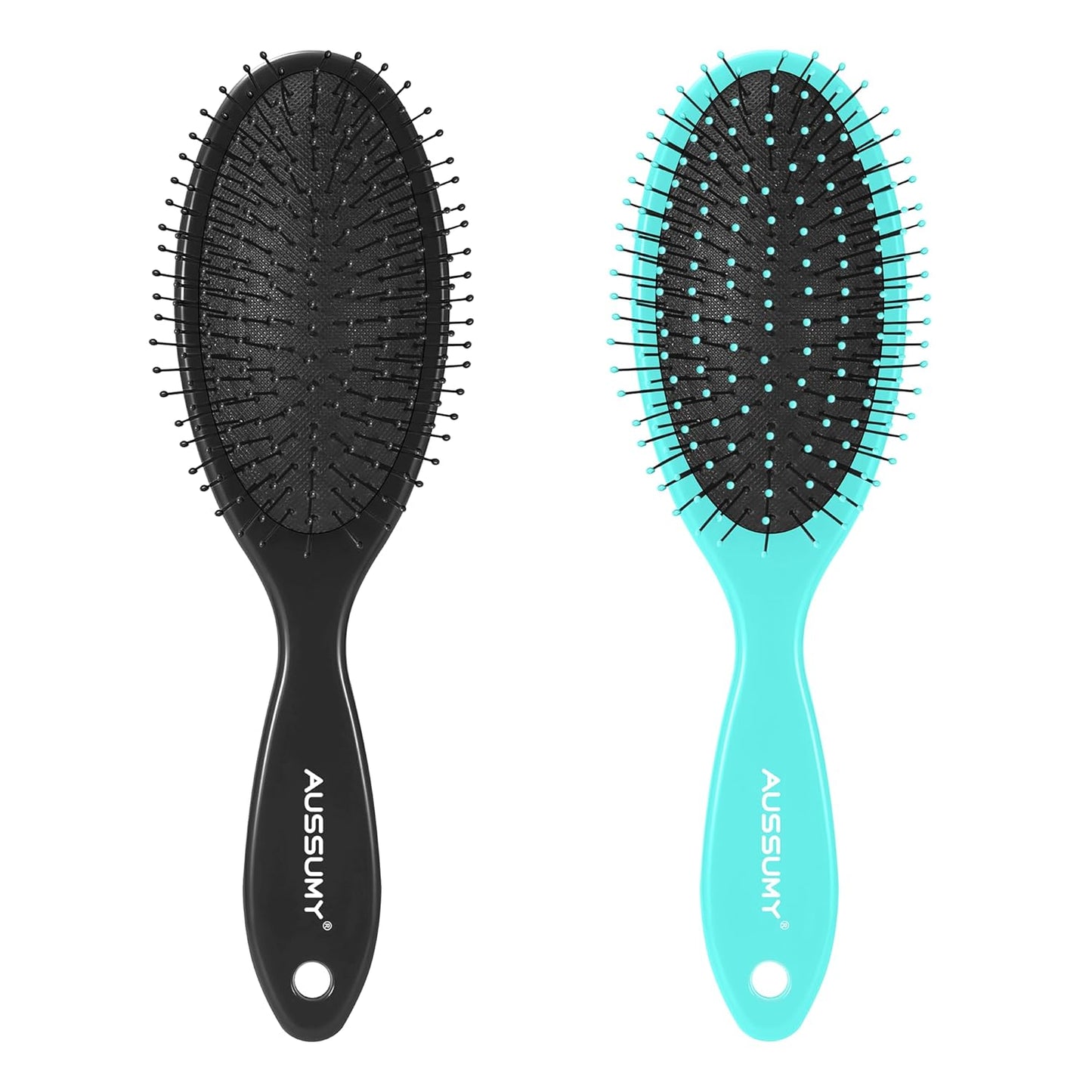 Air Cushion Detangling Hair Brush - 2 Pack Ultra Soft Bristle Detanglers for Curly Hair | Black & Green