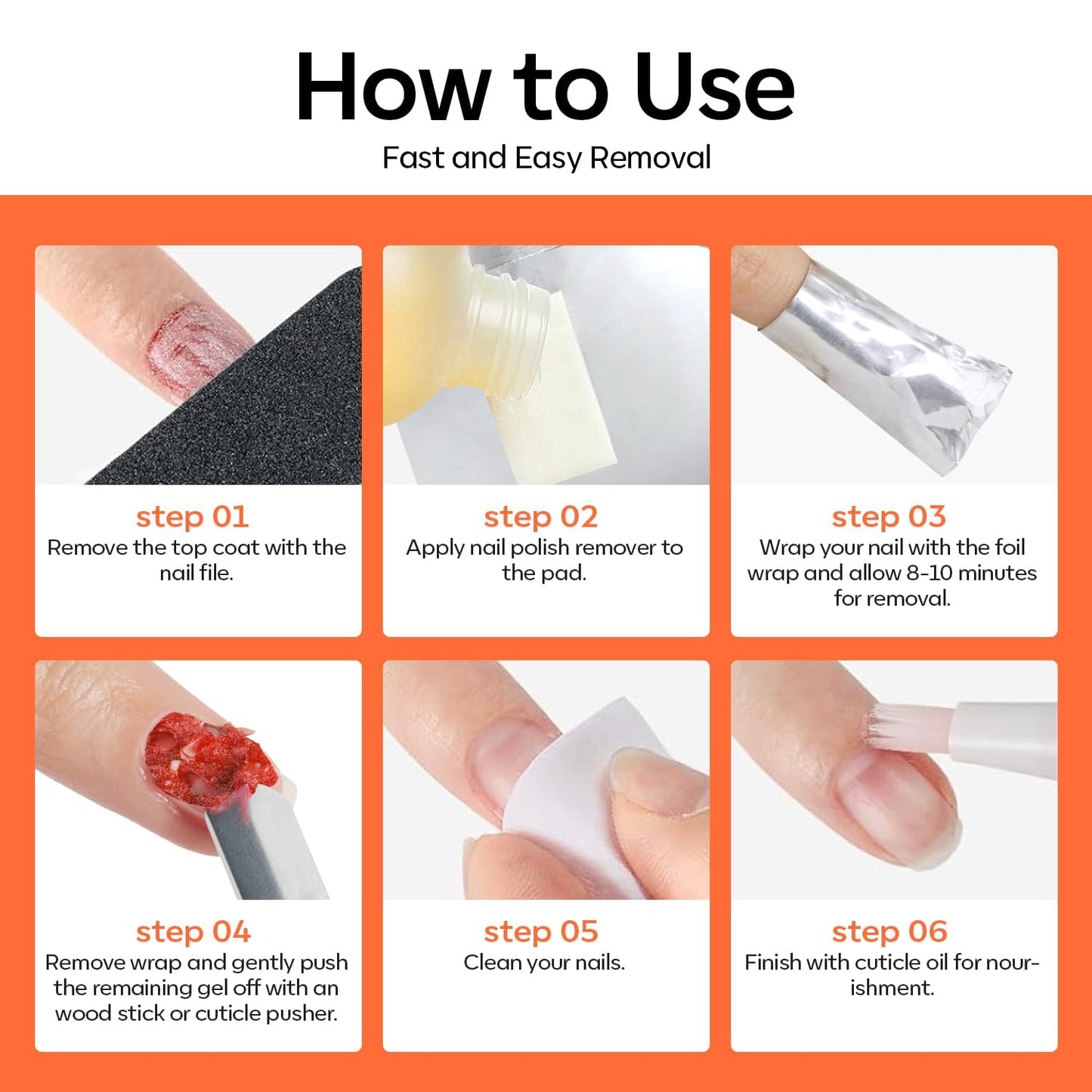 Modelones Nail Polish Remover Foil Wraps - 100 Pcs Pre-Cut Gel & Acrylic Removal Pads for Professional Nail Art | Home & Salon Use