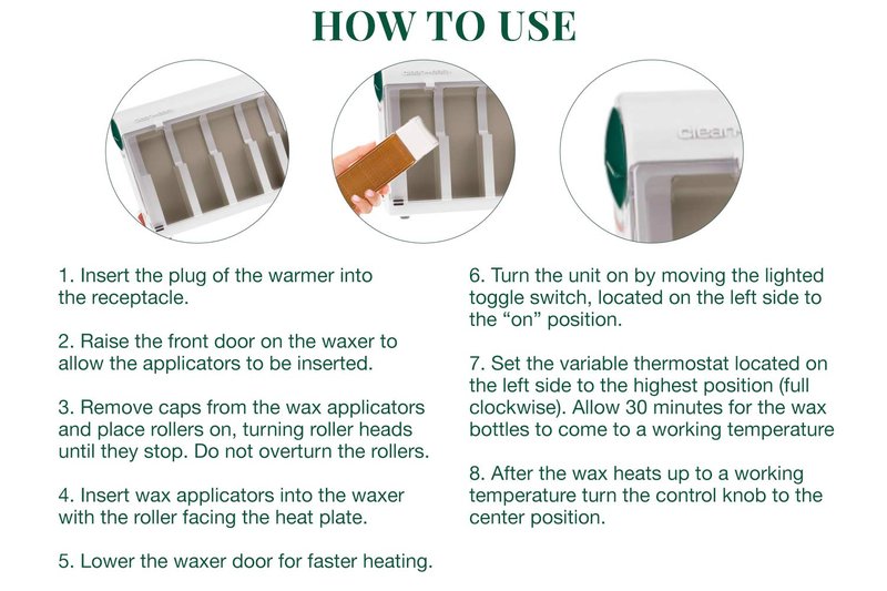 Clean + Easy Waxing Spa Heater - Wax Warmer for Roll-On Cartridges - Multi-Cartridge Warmer Wax Machine for Fast & Efficient Hair Removal, (120V)