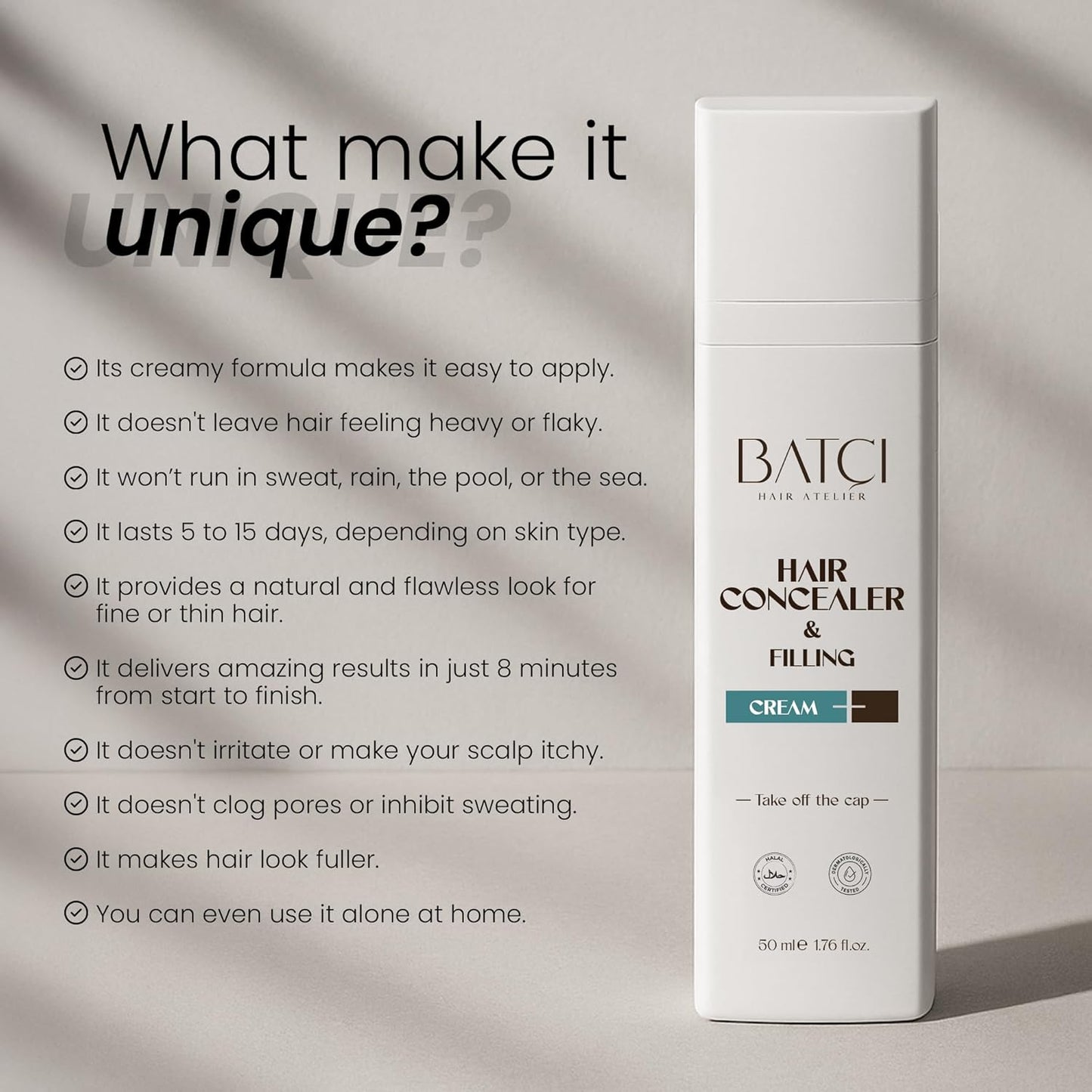 Hair Concealer & Filling Cream for Bald Spots | Waterproof & Sweat-Proof Scalp Coverage – 1.69 Fl Oz (50 ml)